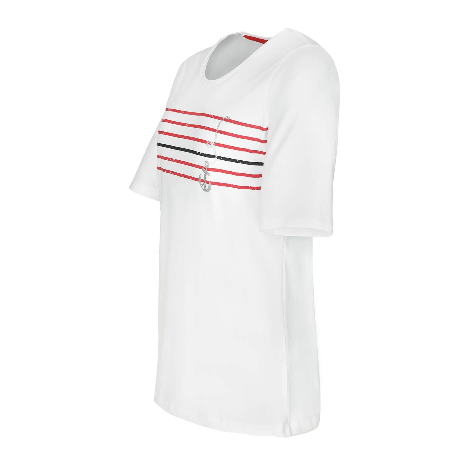 modAS T-Shirt Damen Kurzarmshirt mit Anker-Streifen-Print günstig online kaufen