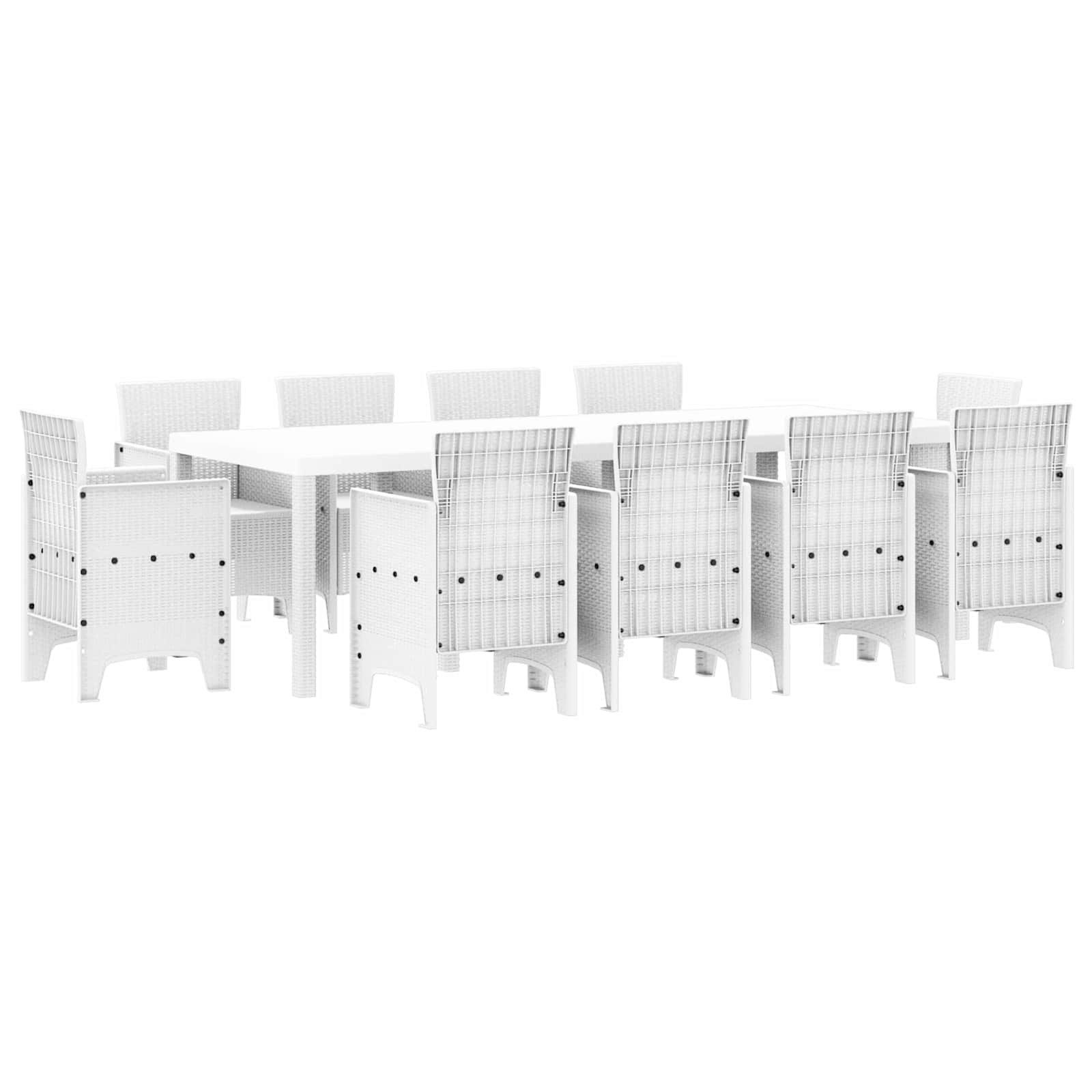 vidaXL Gartenlounge-Set Garten Essgruppe 11 stk. Weiß Polypropylen, (11-tlg)