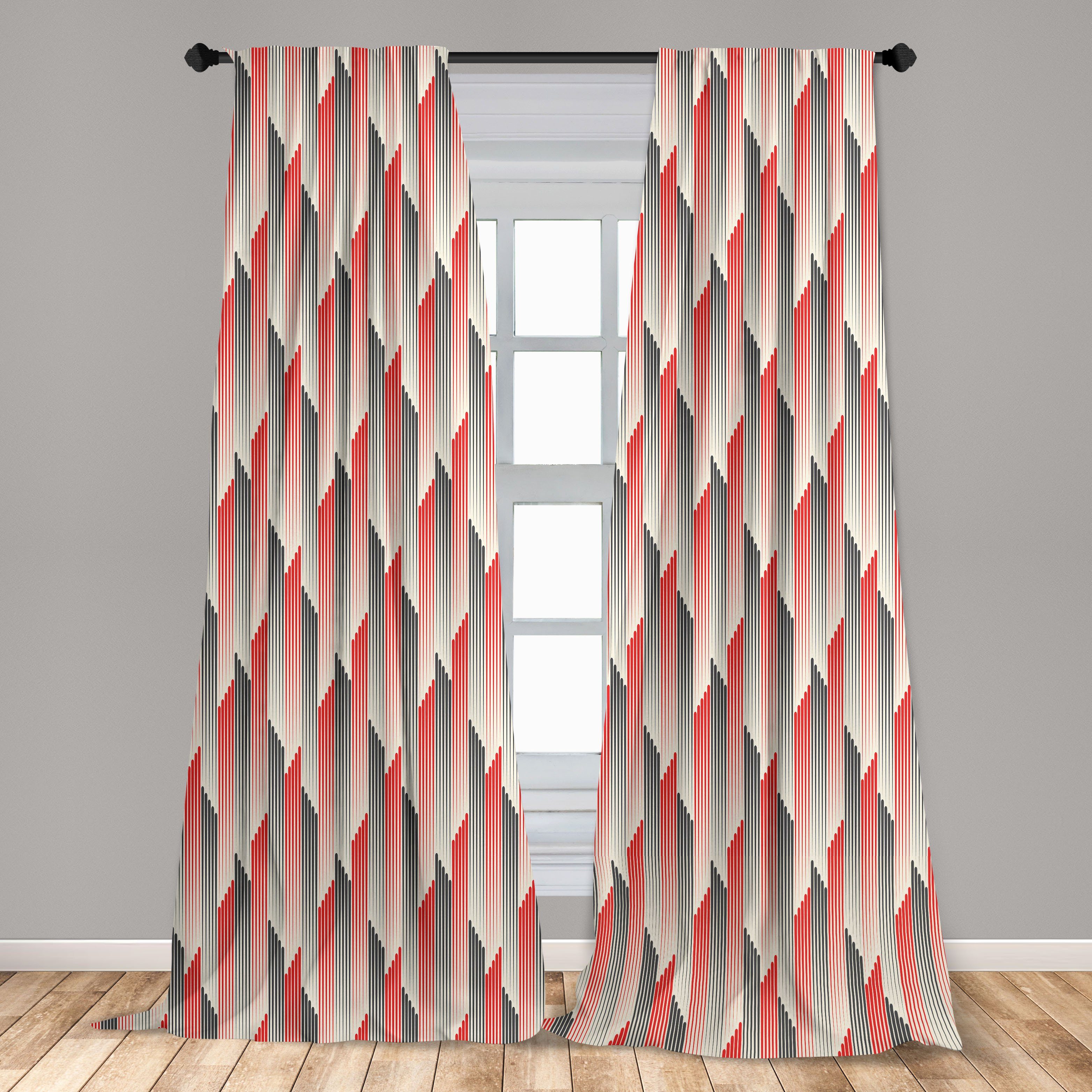 Gardine Vorhang für Wohnzimmer Vertikale Dekor, Abakuhaus, Streifen Microfaser, Abstrakt Schlafzimmer
