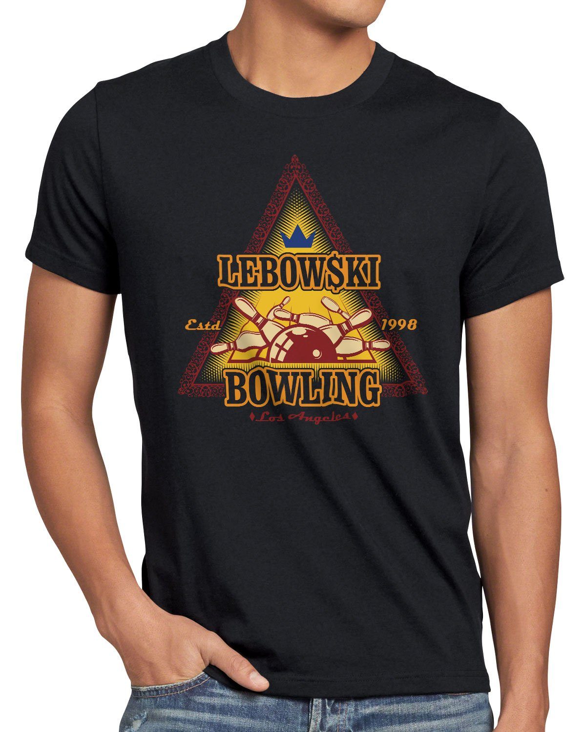 style3 Print-Shirt Herren T-Shirt Lebowski Bowling Dude Bowler Big Rude schwarz