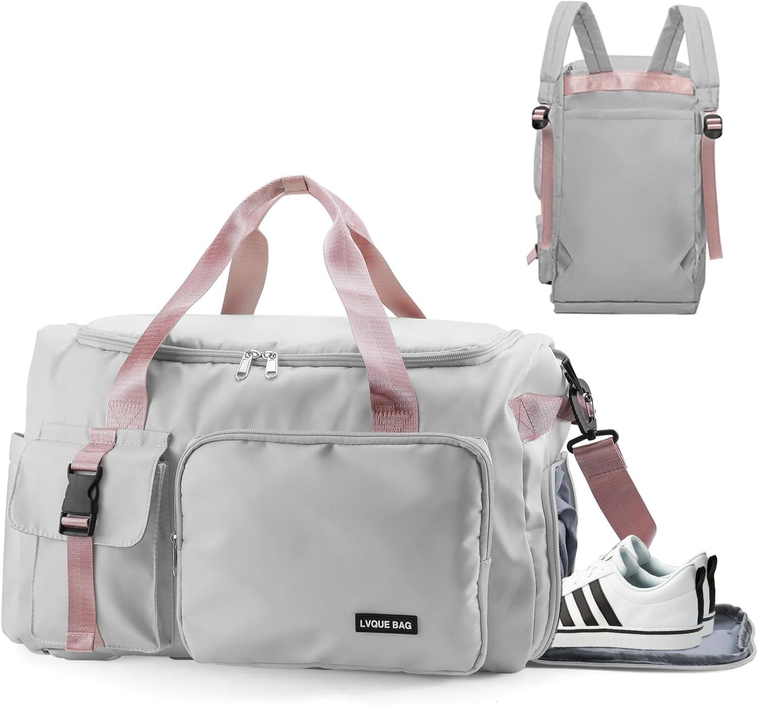 Feelhap Sporttasche Sporttasche 42L Reisetasche mit Rucksackfunktion und Schuhfach groß XL (Einzelartikel Sporttasche 42L Reisetasche Fitness Bag XL groß Plus XXL, 1 Sporttasche 42L mit Rucksackfunktion Schuhfach und Nassfach groß XXL), 42L Volumen Schuhfach Nassfach Rucksackfunktion wasserabweisend großXL
