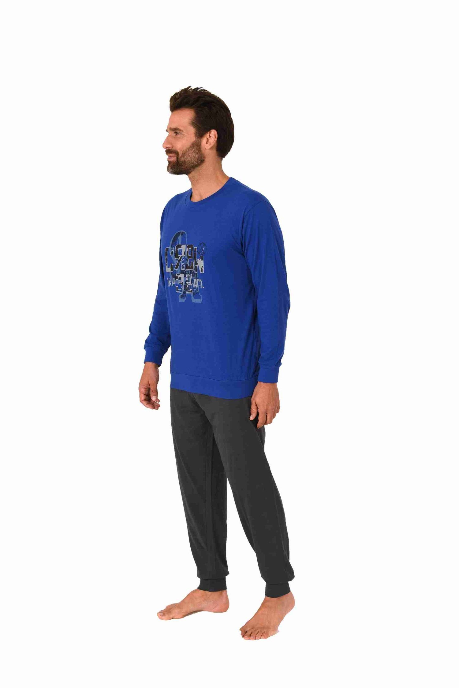 RELAX by Normann Pyjama Herren Schlafanzug langarm mit Bündchen und edlen F günstig online kaufen