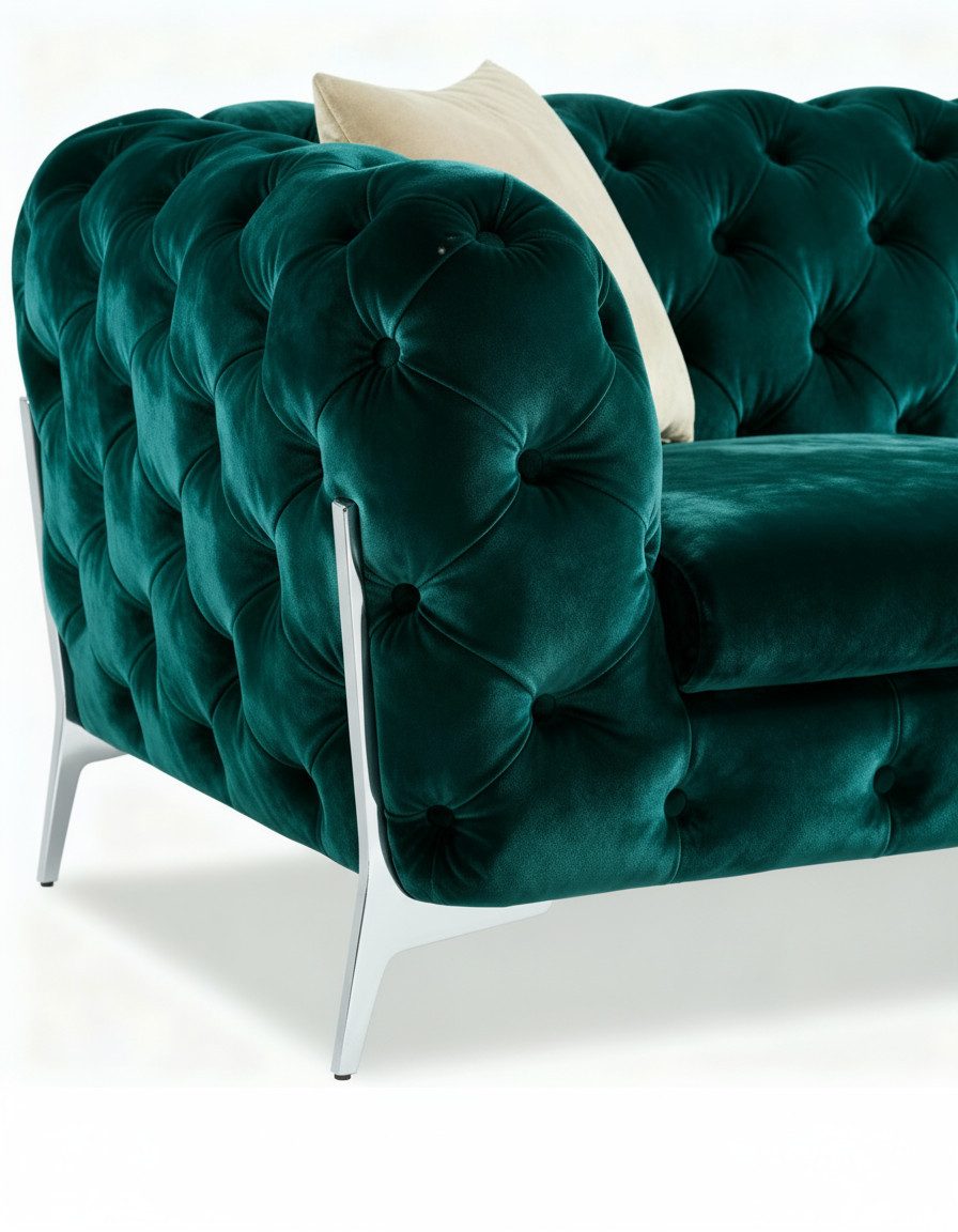 Palms-Store Sofa Monaco, zeitlose Eleganz mit edler Knopfheftung in luxuriösem Samt, Spar-Set, 3-Sitzer + 2-Sitzer + Sessel / 7 Farbvarianten verfügbar