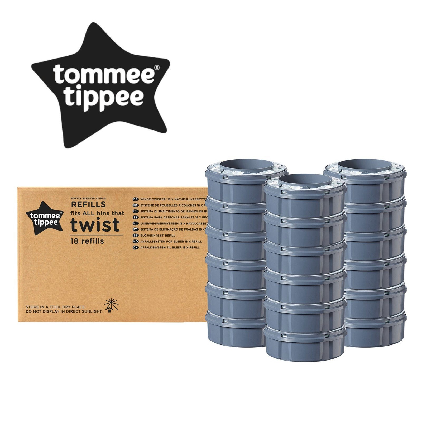 Tommee Tippee Müllbeutel Nachfüllkassette Twist & Click & Sangenic 18er Pack