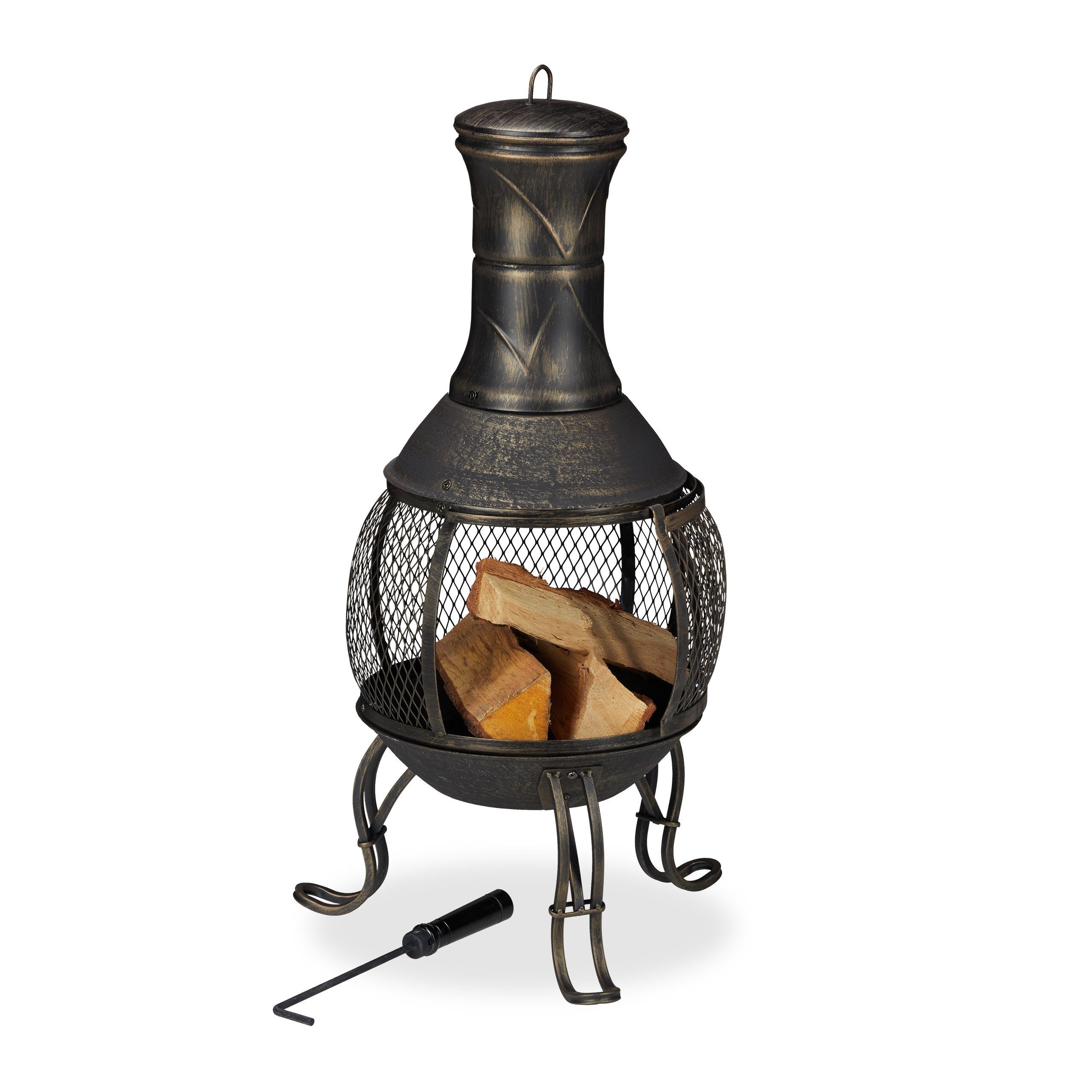 relaxdays Feuerschale Aztekenofen für Garten gold günstig online kaufen