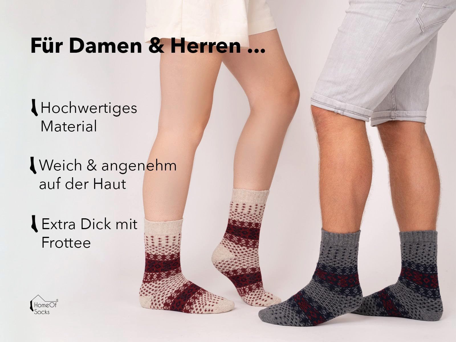 HomeOfSocks Socken 45% Wollsocken Buntes Skandinavisches Design Dicke Socken Hyggelig Warm Mit Hohem 45% Wollanteil In Bunten Design