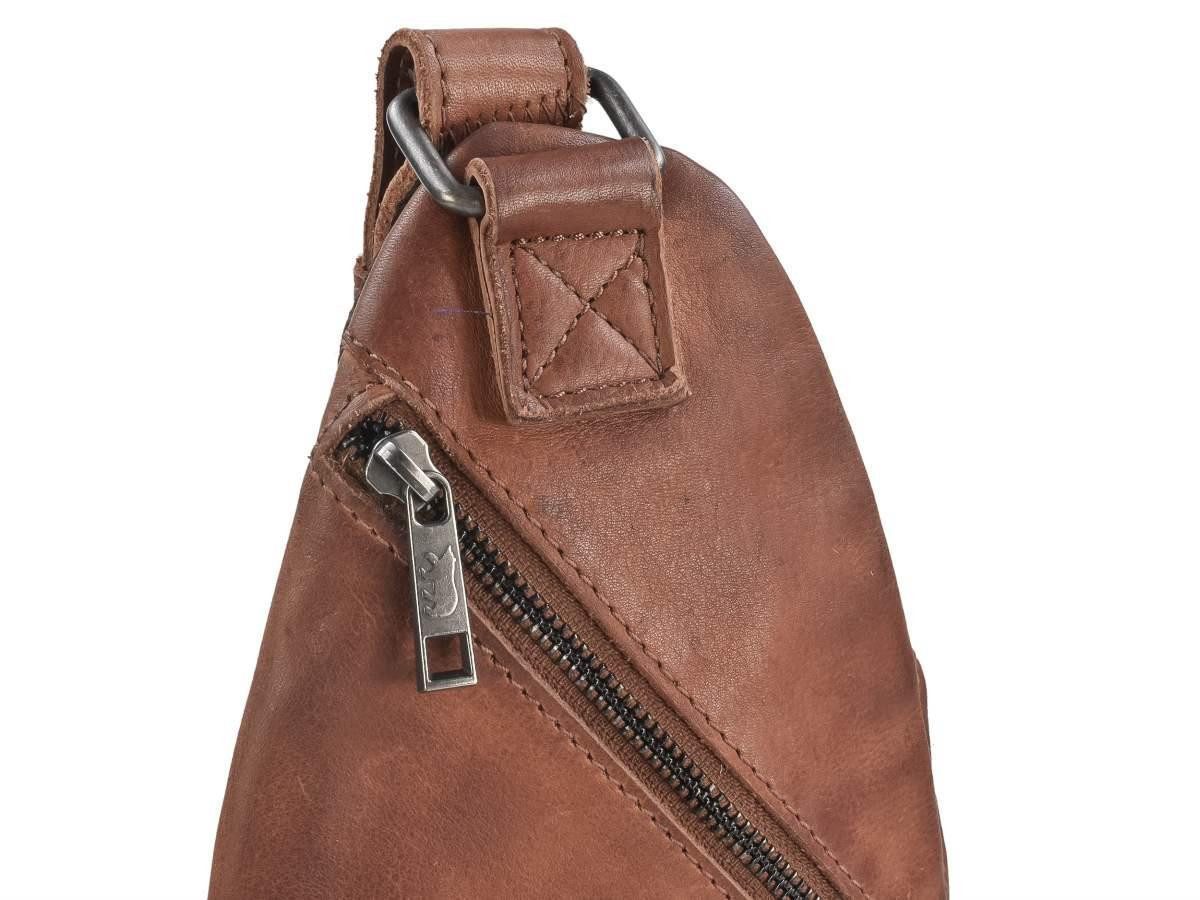 Bear Design Umhängetasche "Nolani" Callisto Pelle Leder, Crossbody, Crossbag, sportlich, knautschig weiches Leder cognac braun