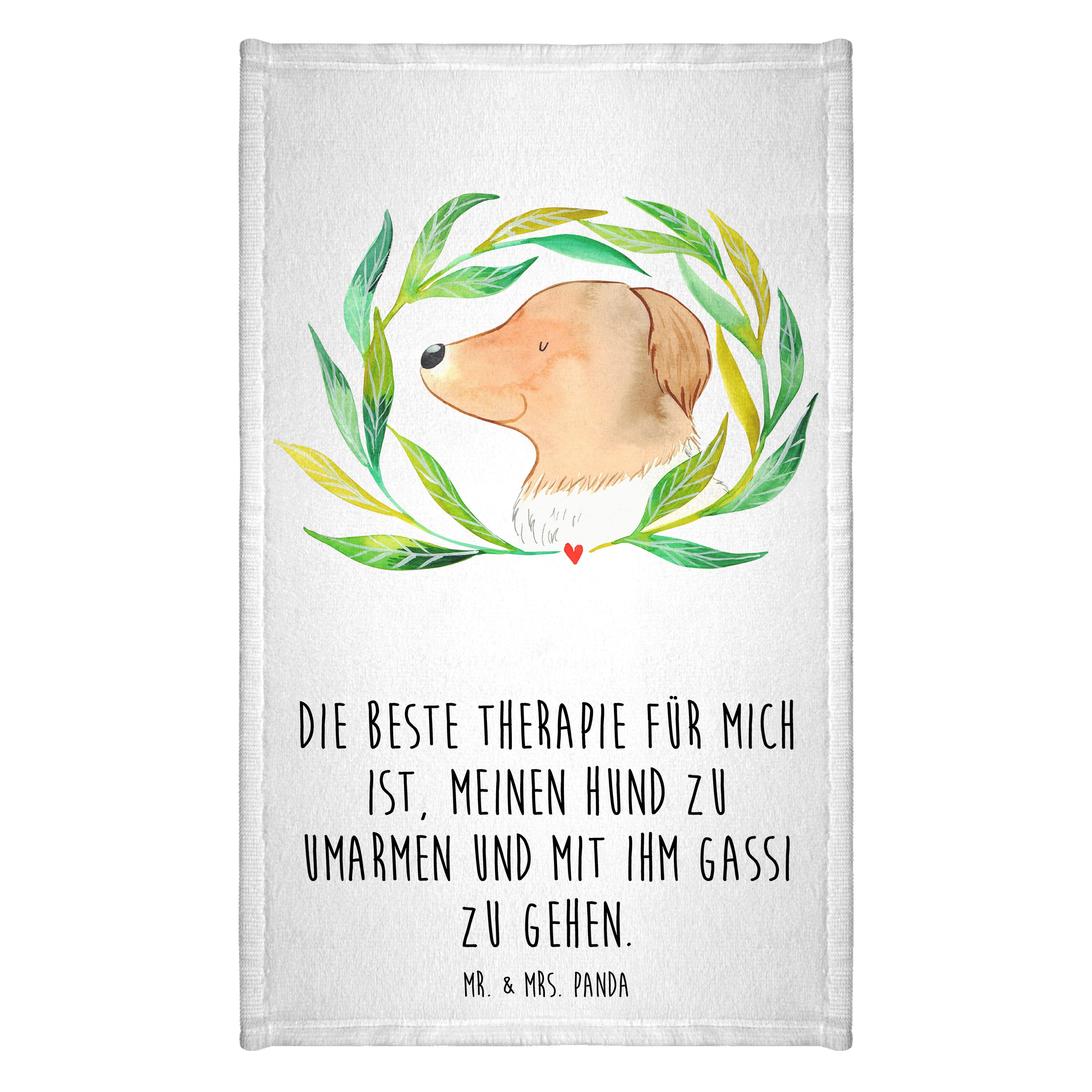 Handtuch Hund Blumen - Weiß - Geschenk, Gästetuch, Hundeliebe, Tierliebhaber