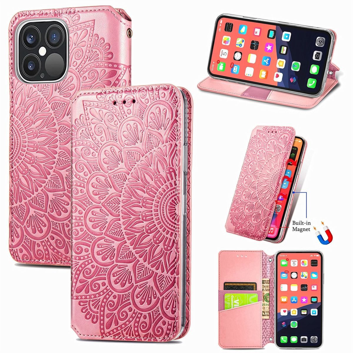 König Design Handyhülle Apple iPhone 13 Pro, Schutzhülle Schutztasche Case Cover Etuis Wallet Klapptasche Bookstyle