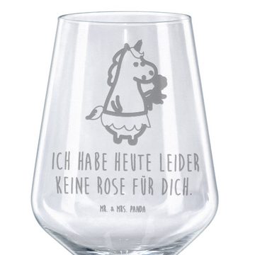 Mr. & Mrs. Panda Rotweinglas Einhorn Dame - Transparent - Geschenk, Einhorn Deko, Spülmaschinenfes, Premium Glas, Luxuriöse Gravur