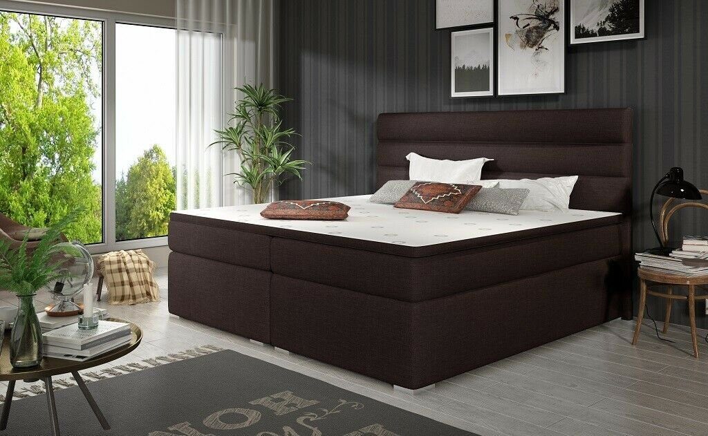 Polster JVmoebel Schlafzimmer Hotel Design Bett, Luxus Braun Bett Betten Doppel Luxus