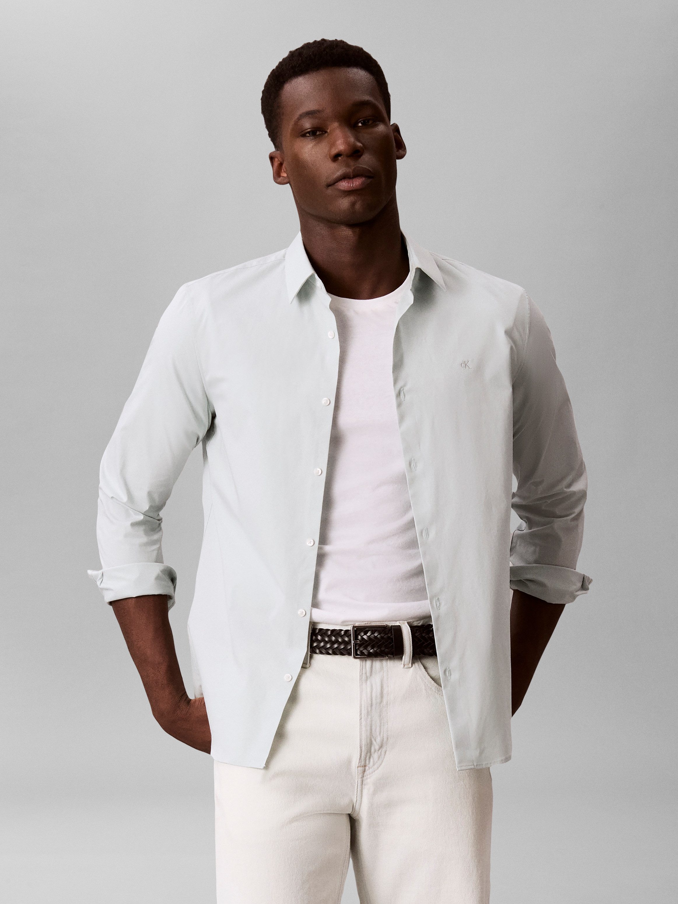 Calvin Klein Jeans Langarmhemd slim fit, in Unifarbe