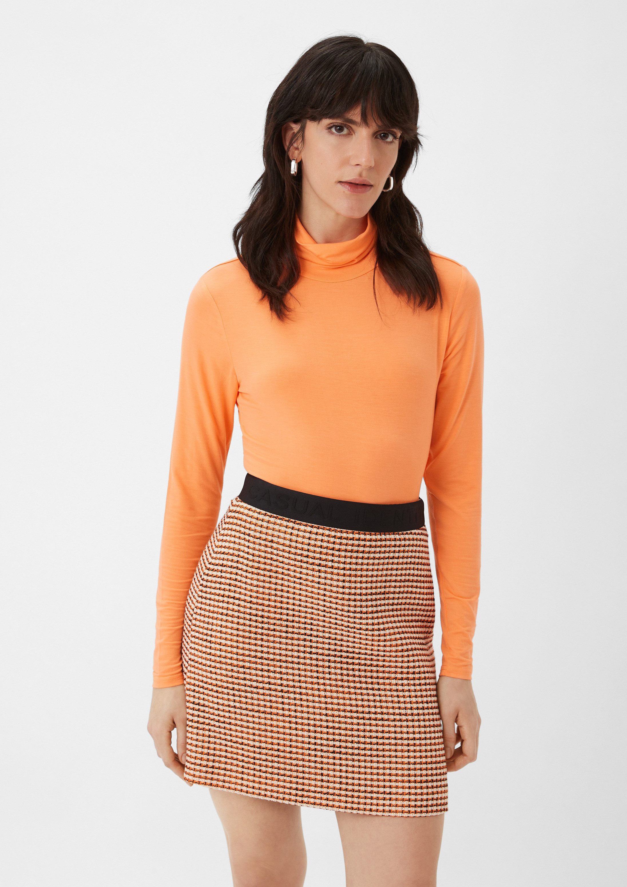comma Langarmshirt T-Shirt Turtleneck-Shirt aus softem Modal