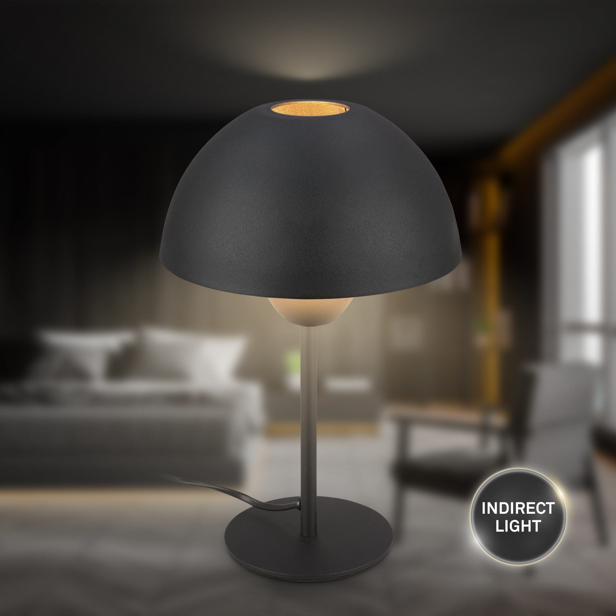 Briloner Leuchten LED Tischleuchte Tischlampe Pilzleuchte, ohne Leuchtmittel, Abhängig vom Leuchtmittel, 20 x 31 cm, exkl. Leuchtmittel, Schwarz & Hellgrau-Coffee