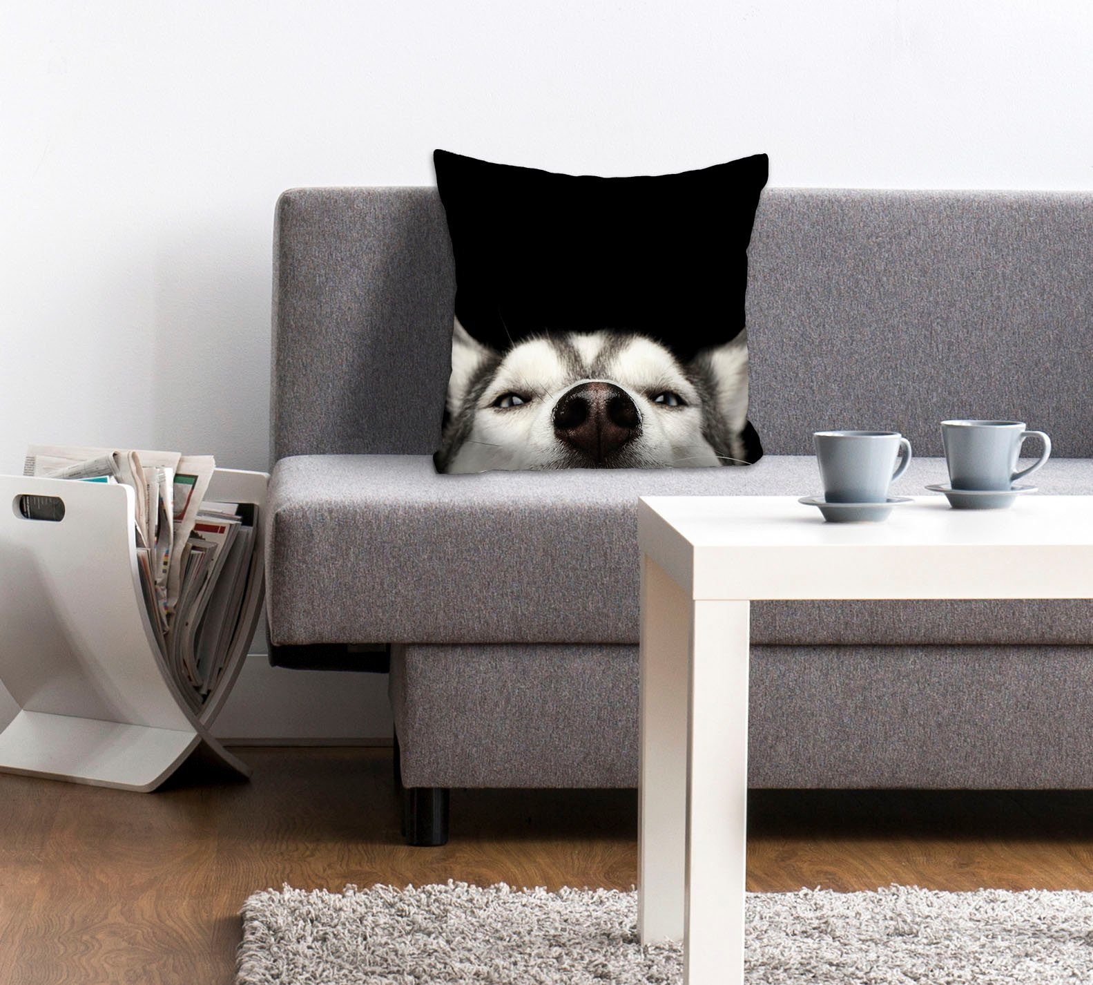 queence Dekokissen Husky, mit einem neugierigen Husky
