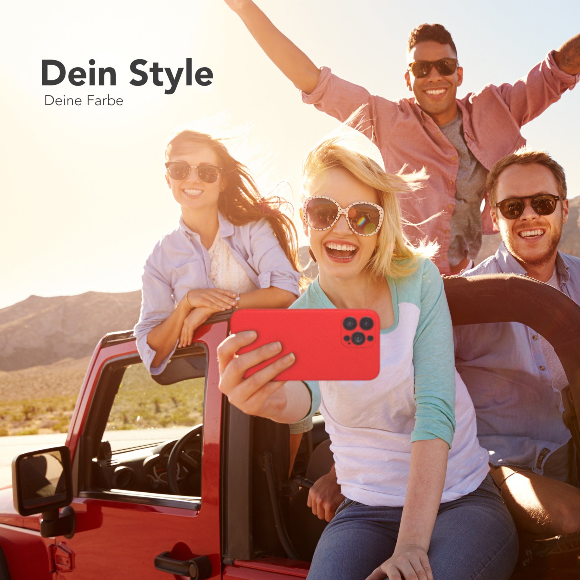 EAZY CASE Handyhülle für Apple iPhone 13 Pro Max Hülle Silikon 6,7 Zoll, Silikon Schutzhülle mit Kameraschutz stoßfest handycover elastisch Rot