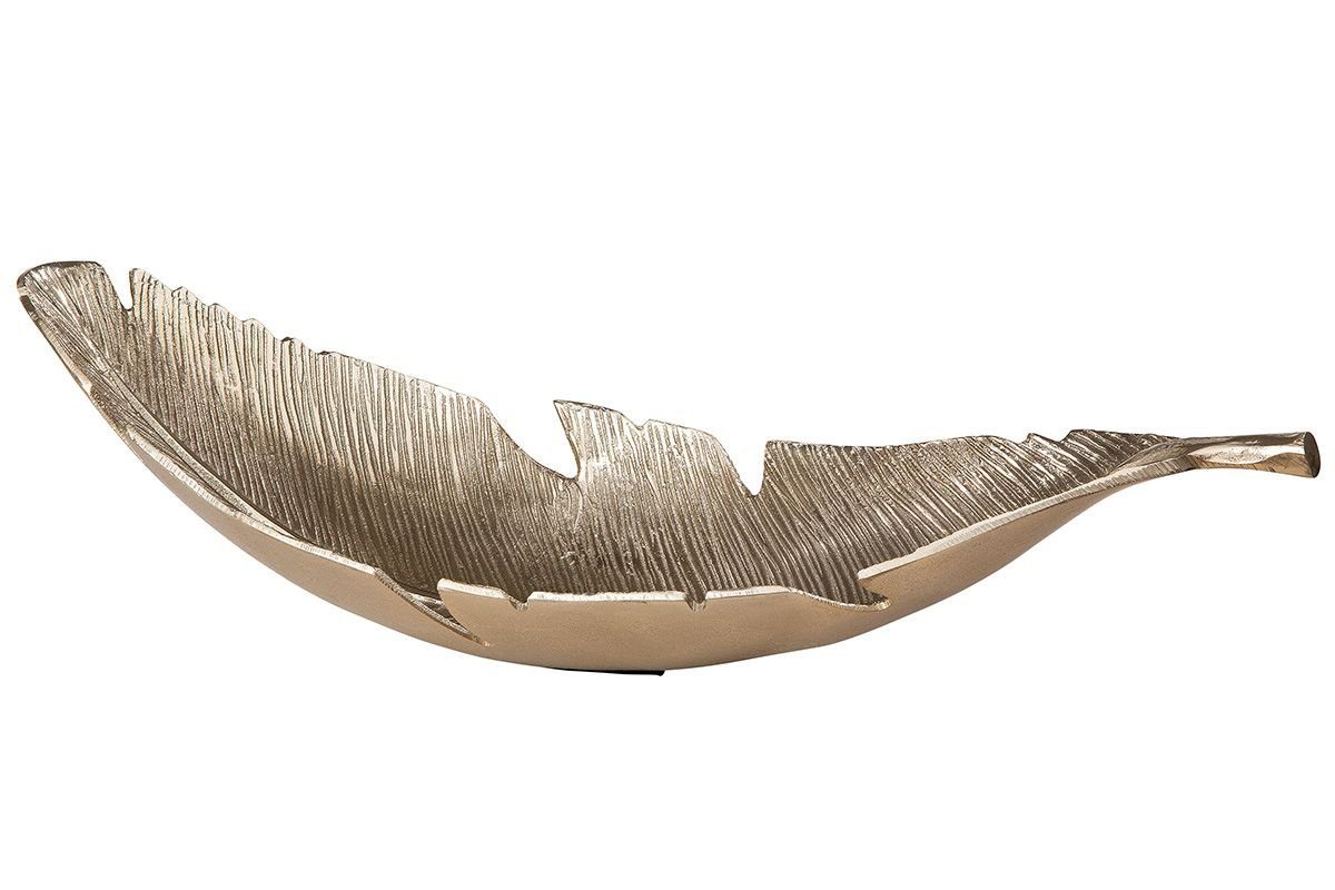GILDE Dekoobjekt Elegante Aluminium Deko Blatt Schale 'Nostro' in Zwei Größen – Atember