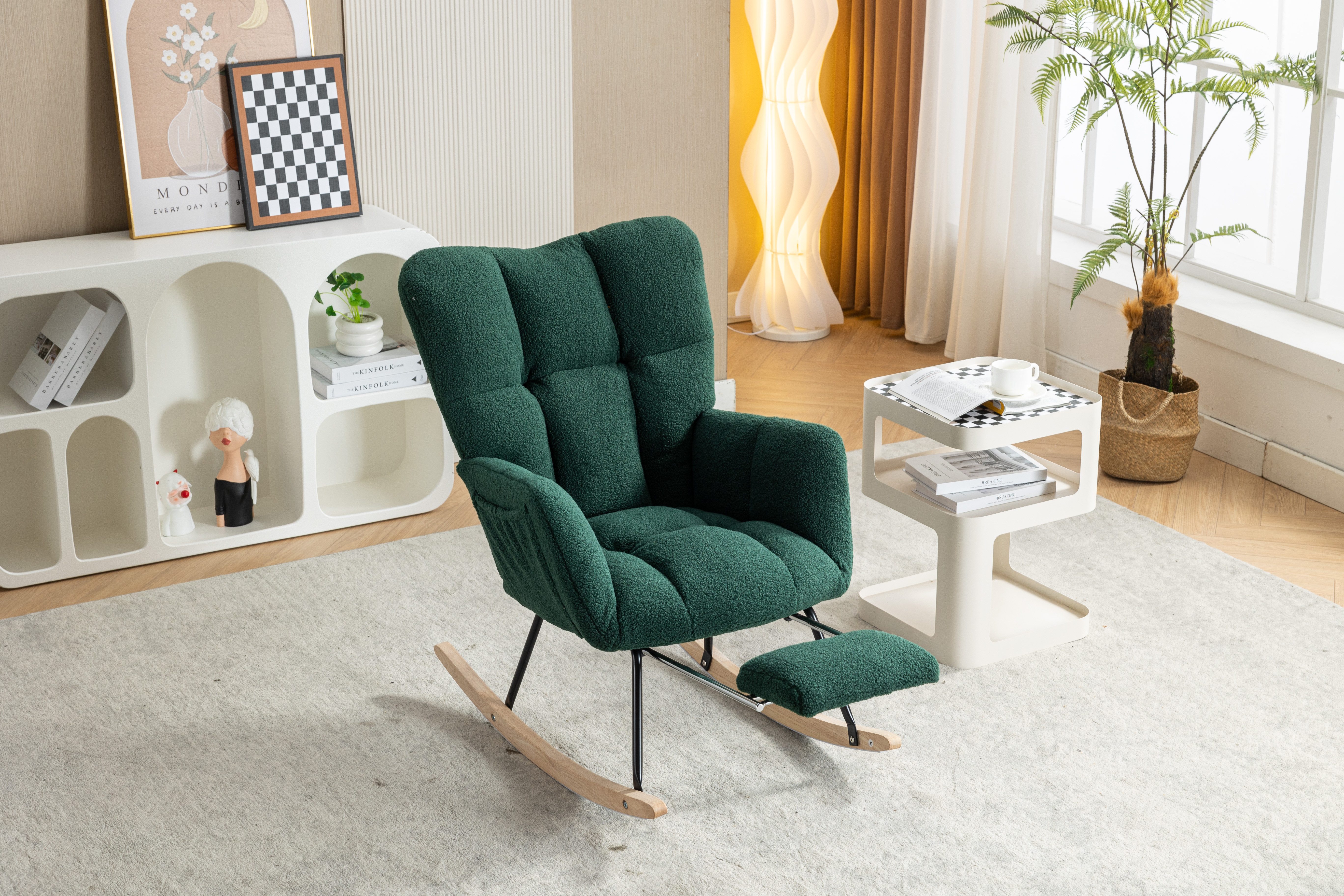 HAUSS SPOLE Schaukelstuhl Grün Teddy Plüsch günstig online kaufen