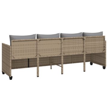 vidaXL Wellnessliege Sonnenliege mit Kissen Beige Polyrattan Sonnenbett