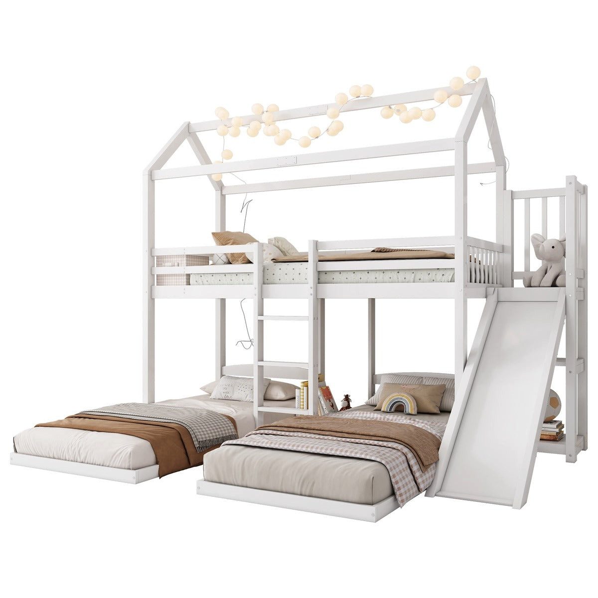 Etagenbett Etagenbett, 90x200 cm, in Weiss, aus MDF