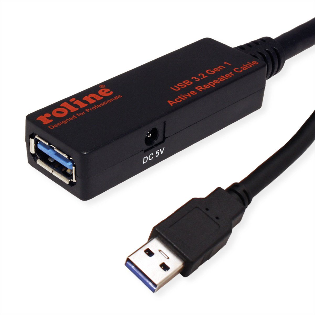 ROLINE USB 3.2 Gen 1 Aktives Repeater Kabel Computer-Adapter USB 3 Typ A Männlich (Stecker) zu USB 3 Typ A Weiblich (Buchse), 1500.0 cm