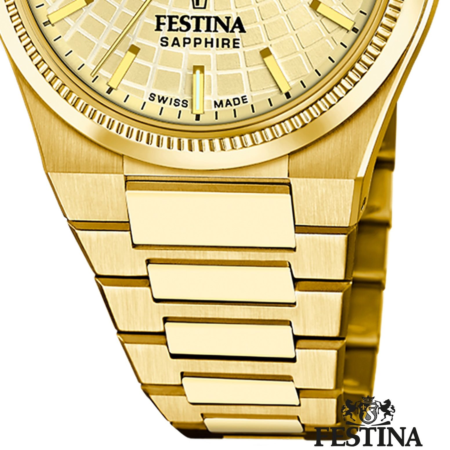 Festina Automatikuhr Festina Herrenuhr Swiss Made Armbanduhr, (Analoguhr), Herren Armbanduhr rund, Edelstahlarmband gold, Elegant