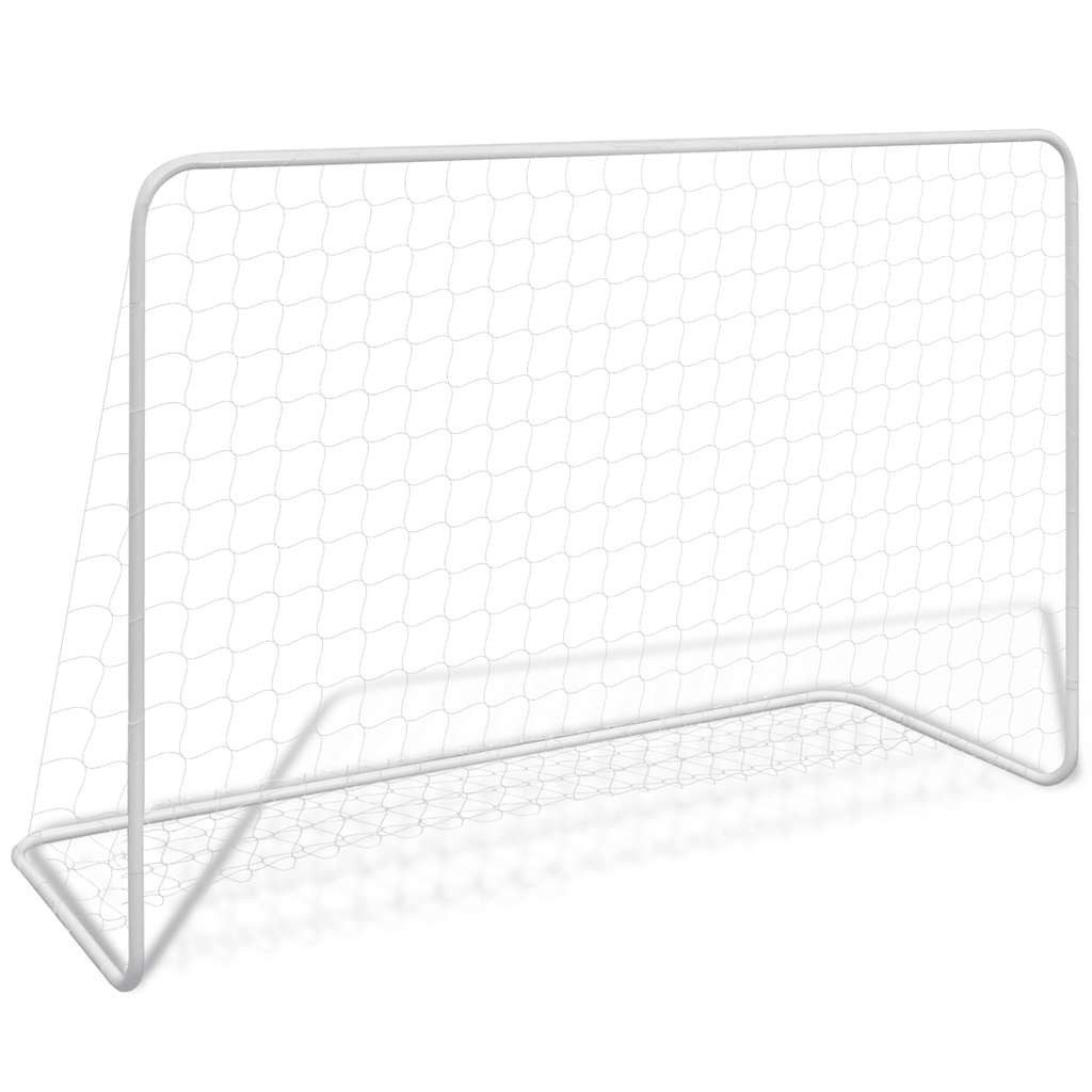Fußballtor Fußballtor mit Netz 182×61×122 cm Stahl Weiß