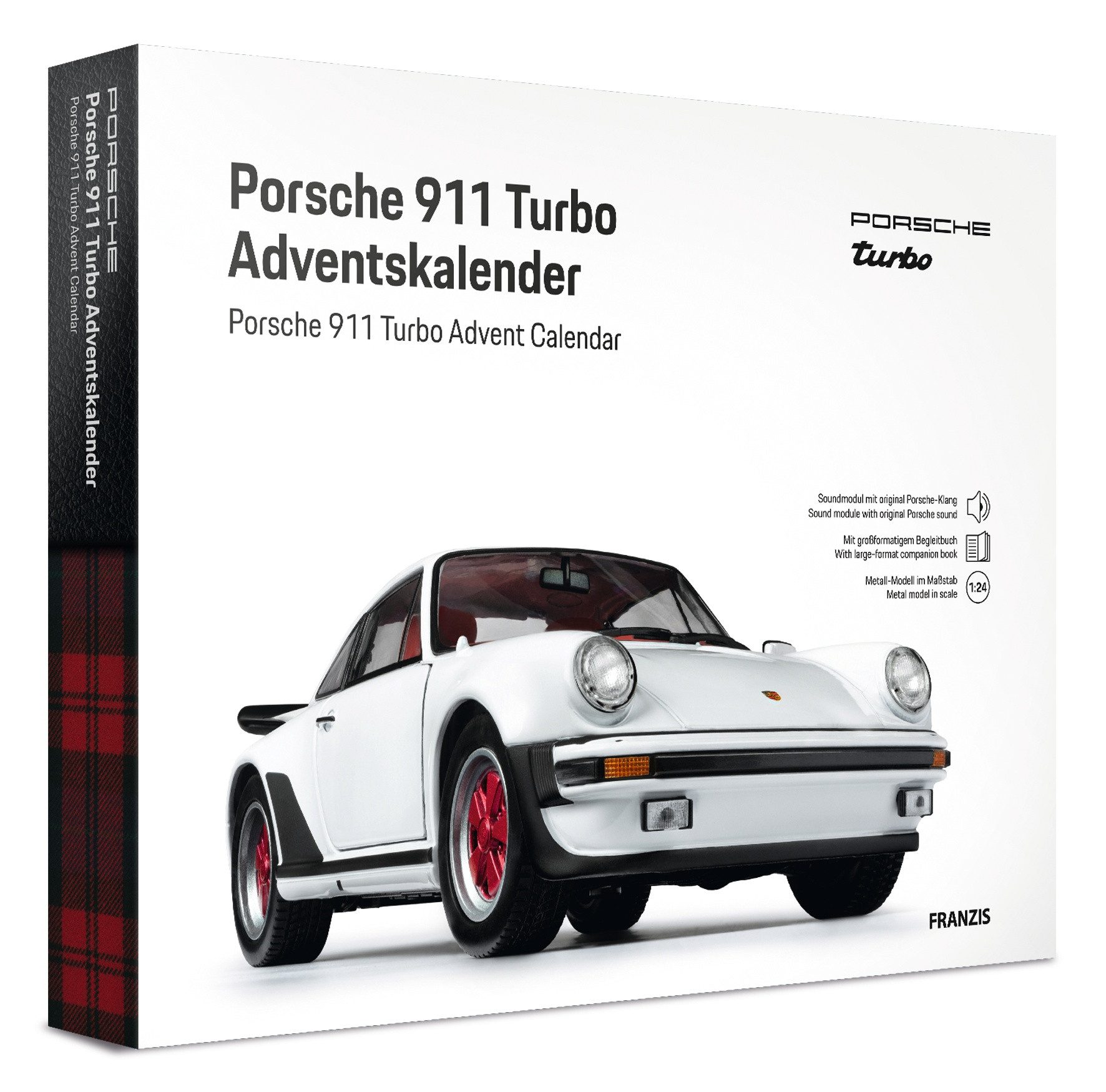 Franzis Modellbausatz Adventskalender Porsche 911 Turbo Grandprixweiß Auto Kalender