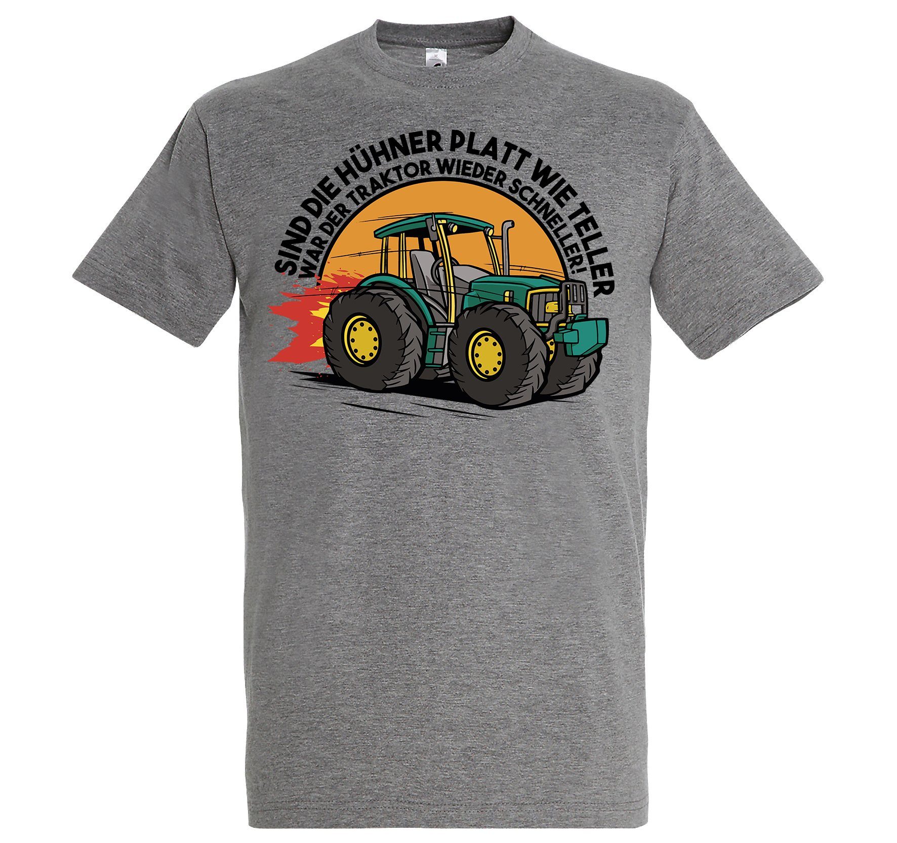 Youth Designz T-Shirt Traktor Farmer Herren Shirt mit trendigem Frontprint Grau