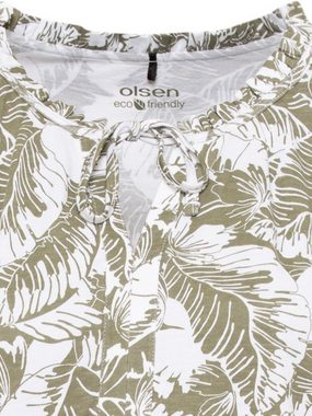 Olsen 3/4-Arm-Shirt mit Tunikaausschnitt und Bindeband