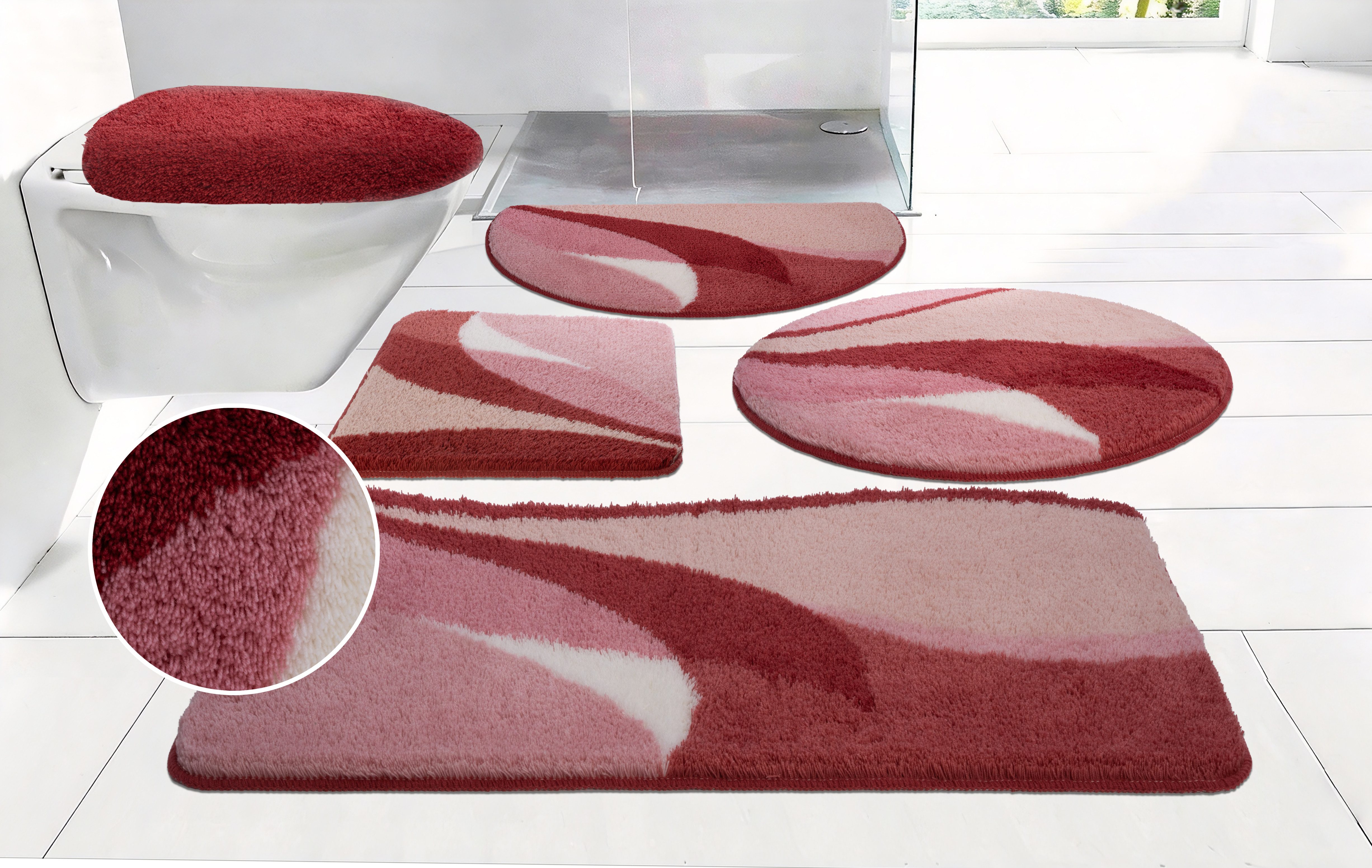 OTTO home Badematte Magnus, Badvorleger, Badezimmer Teppich, Höhe 20 mm, rutschhemmend beschichtet, schnell trocknend, strapazierfähig, Polyacryl, halbrund, mehrfarbig, Badteppich, Badematten auch als 2 teiliges Set & rund