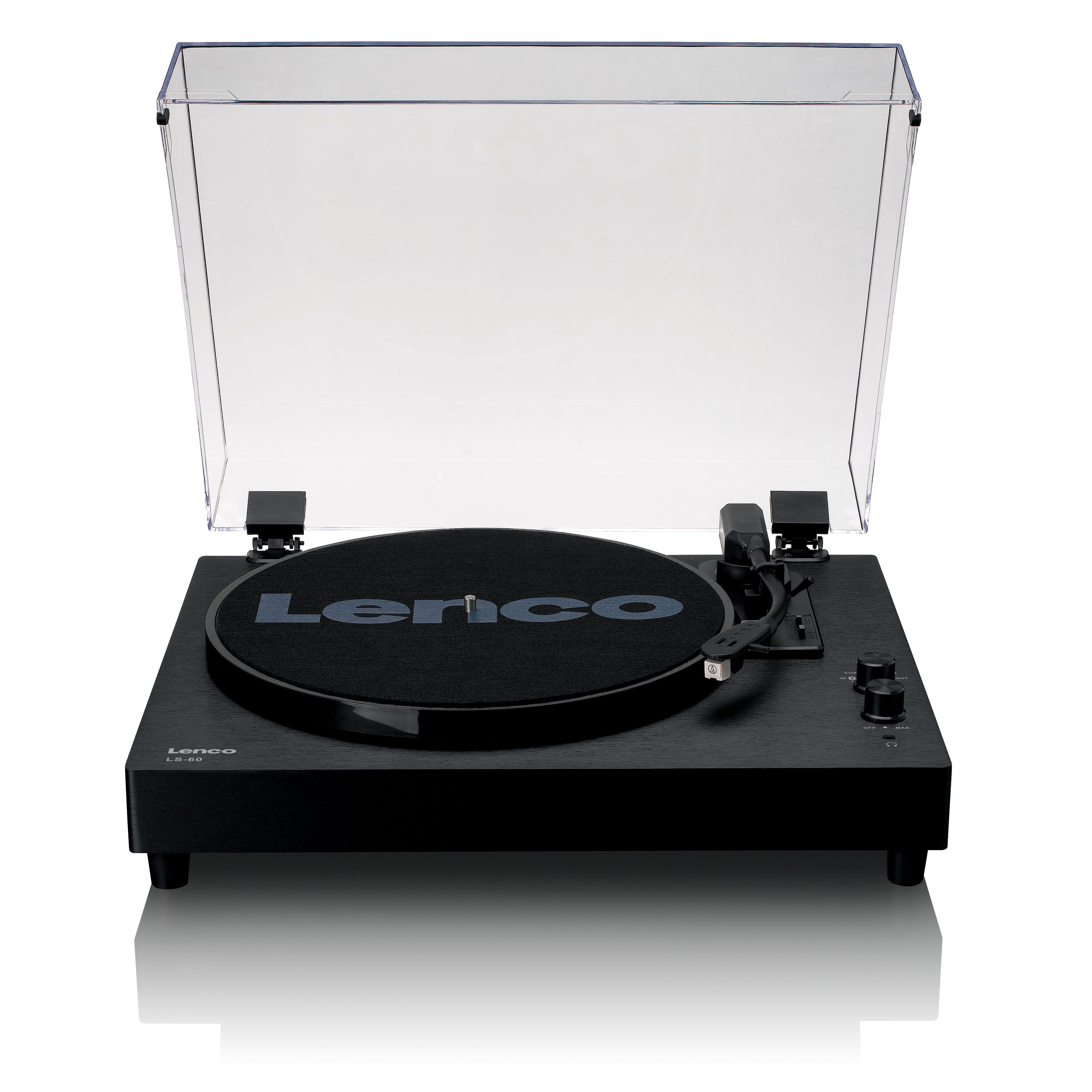Lenco LS-60BK Plattenspieler (Riemenantrieb, Bluetooth, Bluetooth-Streaming, Bluetooth-Empfang, Cinch, Vinyl-Wiedergabe)