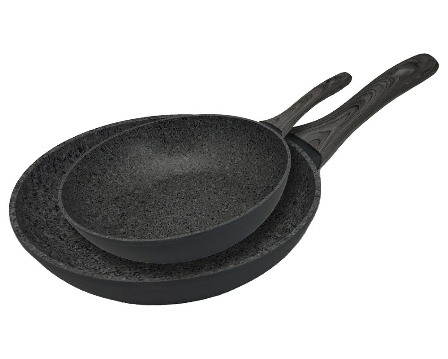Michelino Bratpfanne Set ø20cm + ø28cm mit ergonomischem Holzgriff in Schwarz Antihaft, (2-tlg)