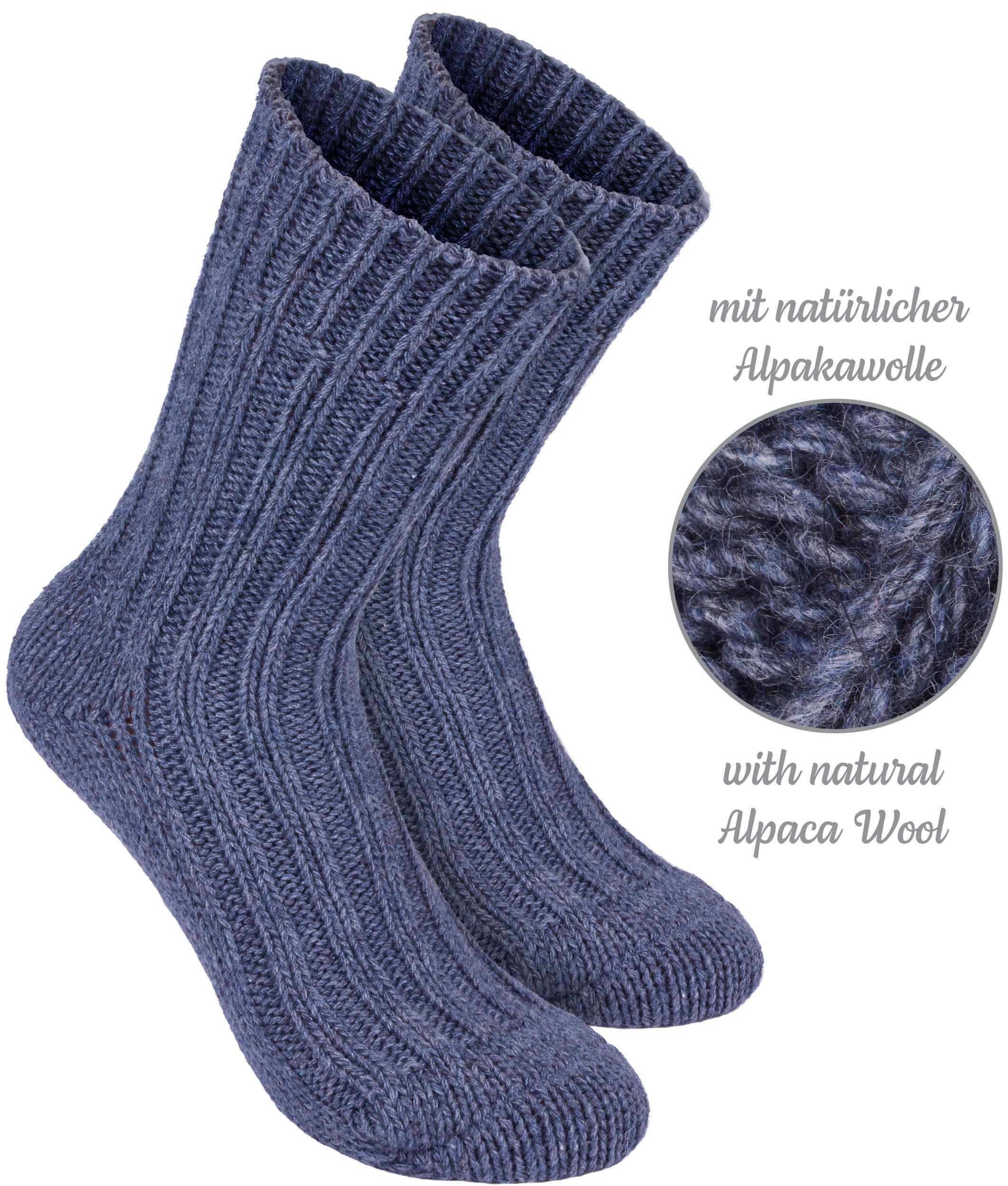 BRUBAKER Kuschelsocken warme dicke Alpaka Socken (Set, 4-Paar, mit Alpakawolle) Wintersocken für Damen und Herren – Bild 4 von 5