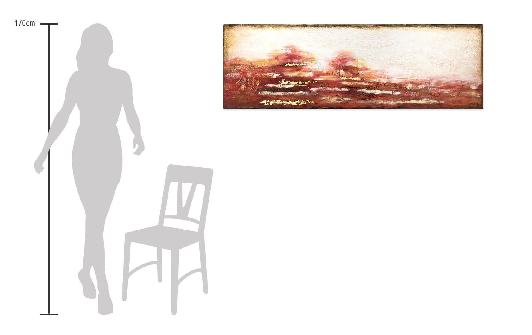 KUNSTLOFT Gemälde Gipfel der Glut 150x50 Leinwandbild Wohnzimmer 100% HANDGEMALT Wandbild cm