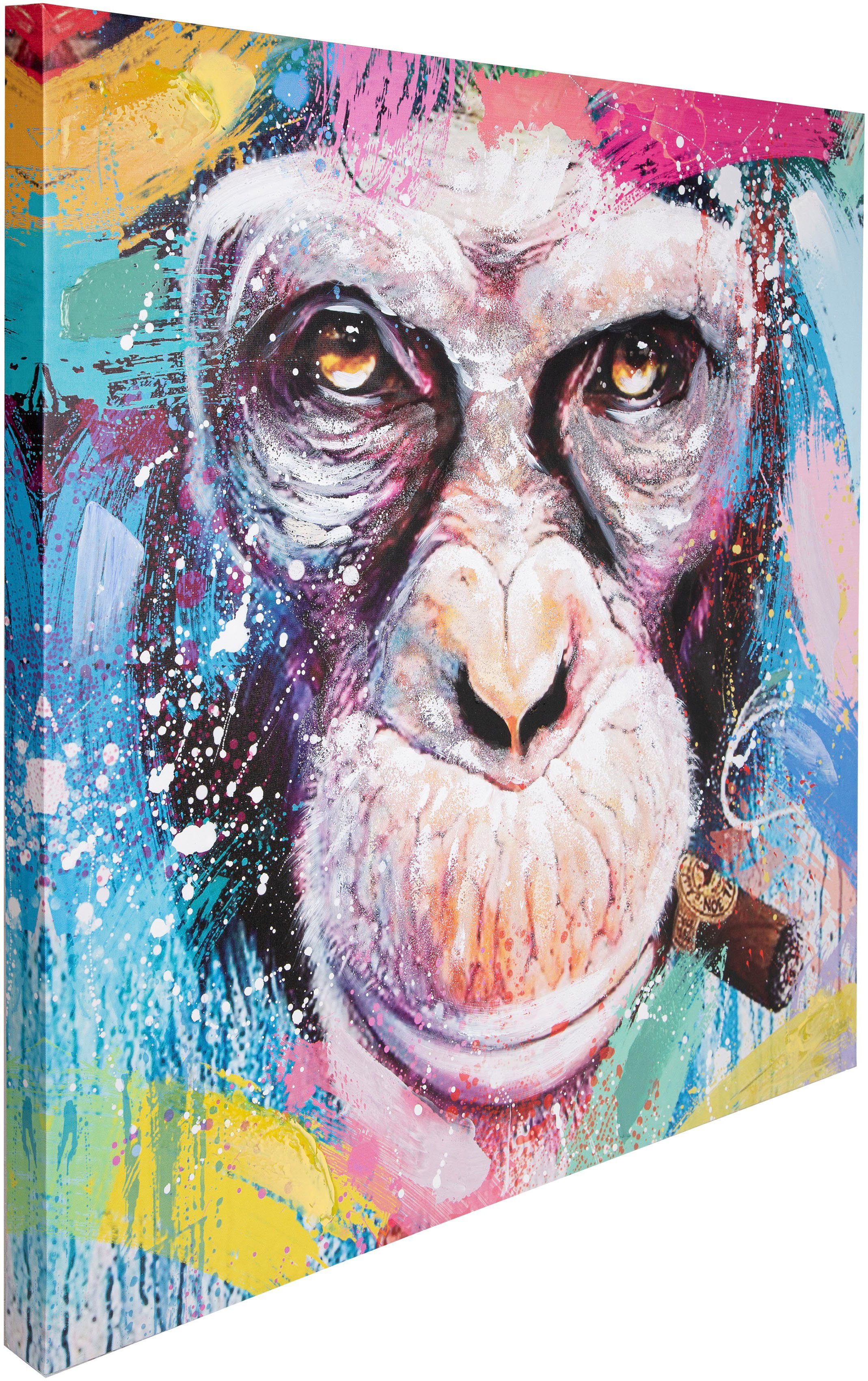 Spiegelprofi GmbH Leinwandbild »RIMBO«, Ape (1 Stück), Gesicht vom Affen mit Zigarre-Otto