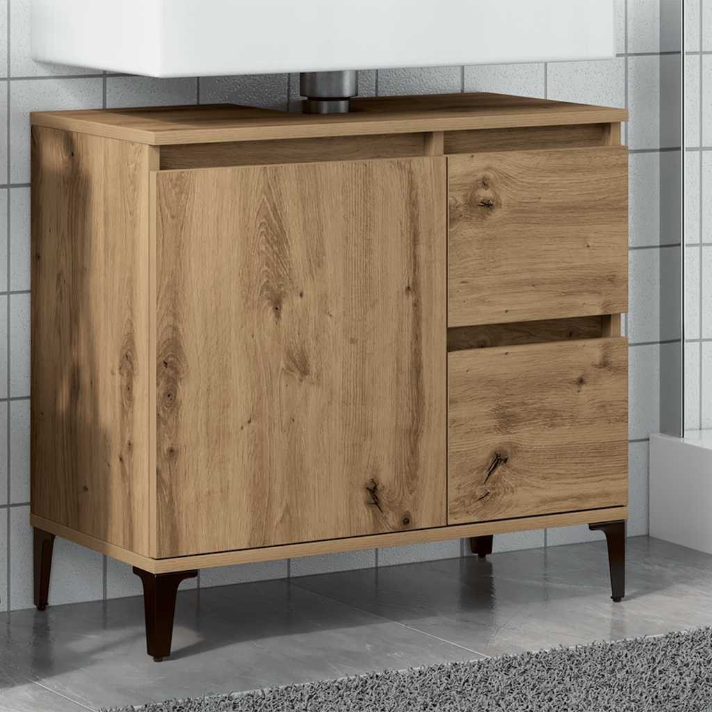 vidaXL Waschbeckenunterschrank Waschbeckenunterschrank Artisan-Eiche 65x33x60 cm Holzwerkstoff