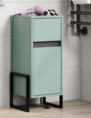 trendteam Badkommode Matix (Badschrank in Dusk Blue mit Anthrazit, 36 x 80 cm), Industrial Design