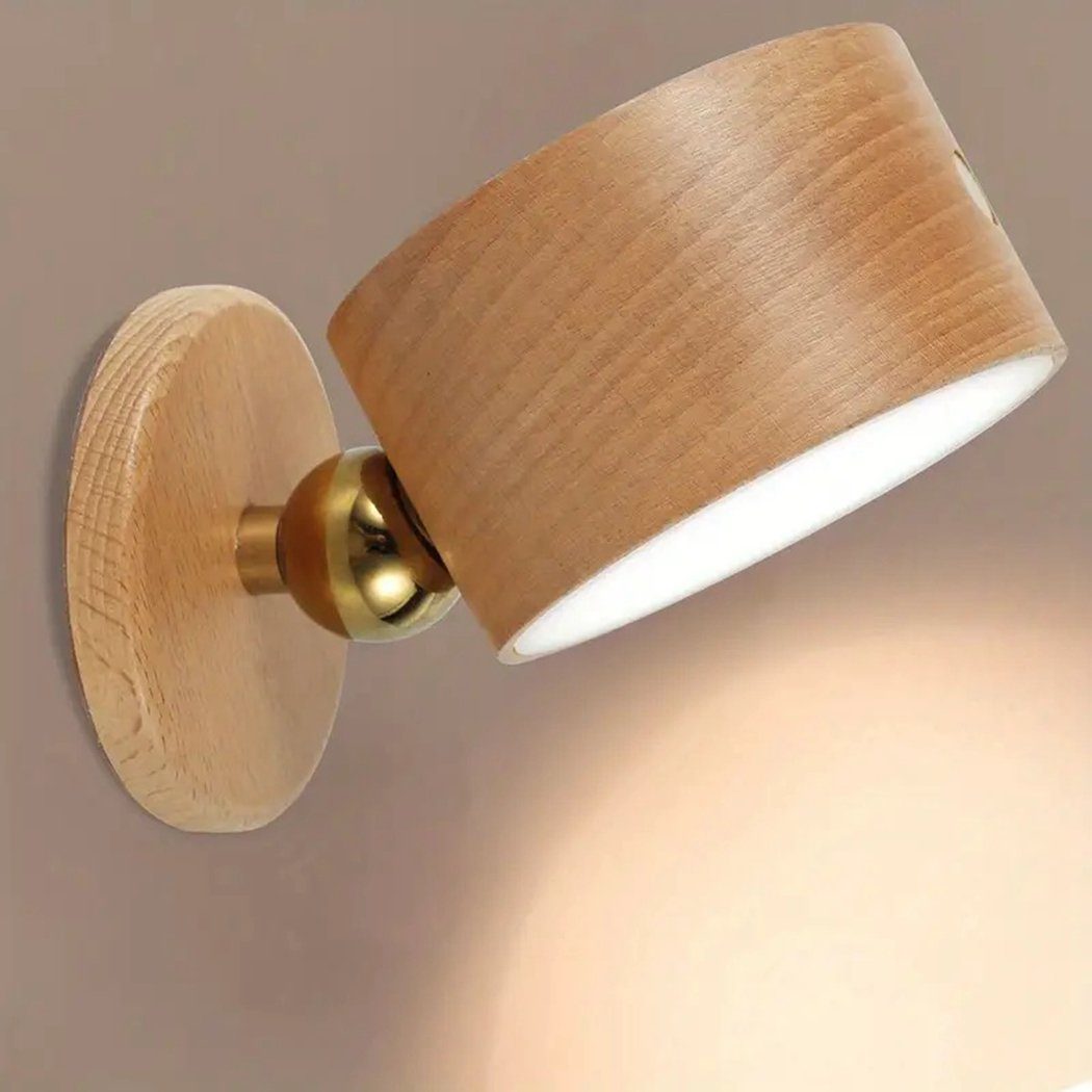 TUABUR Wandleuchte Wandlampen aus Holz, LED-Leselampen, Nachttischlampen für Schlafzimmer Holzfarbe