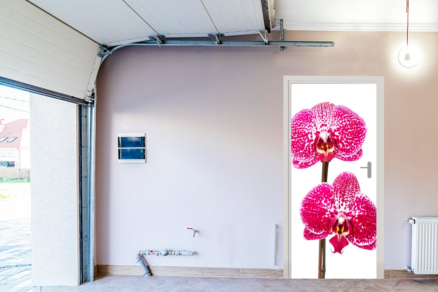 MuchoWow Türtapete Orchidee Fototapete bedruckt, rosa, St), Türaufkleber, Tür, Matt, 75x205 (1 cm für