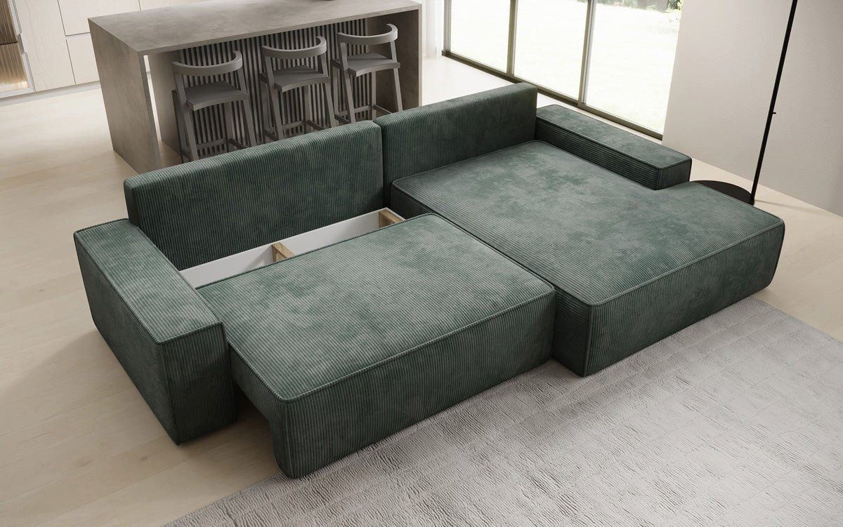 Luxusbetten24 Schlafsofa Designer Sofa Verona mit breiter Ottomane, mit Schlaffunktion und Stauraum – Bild 3 von 4