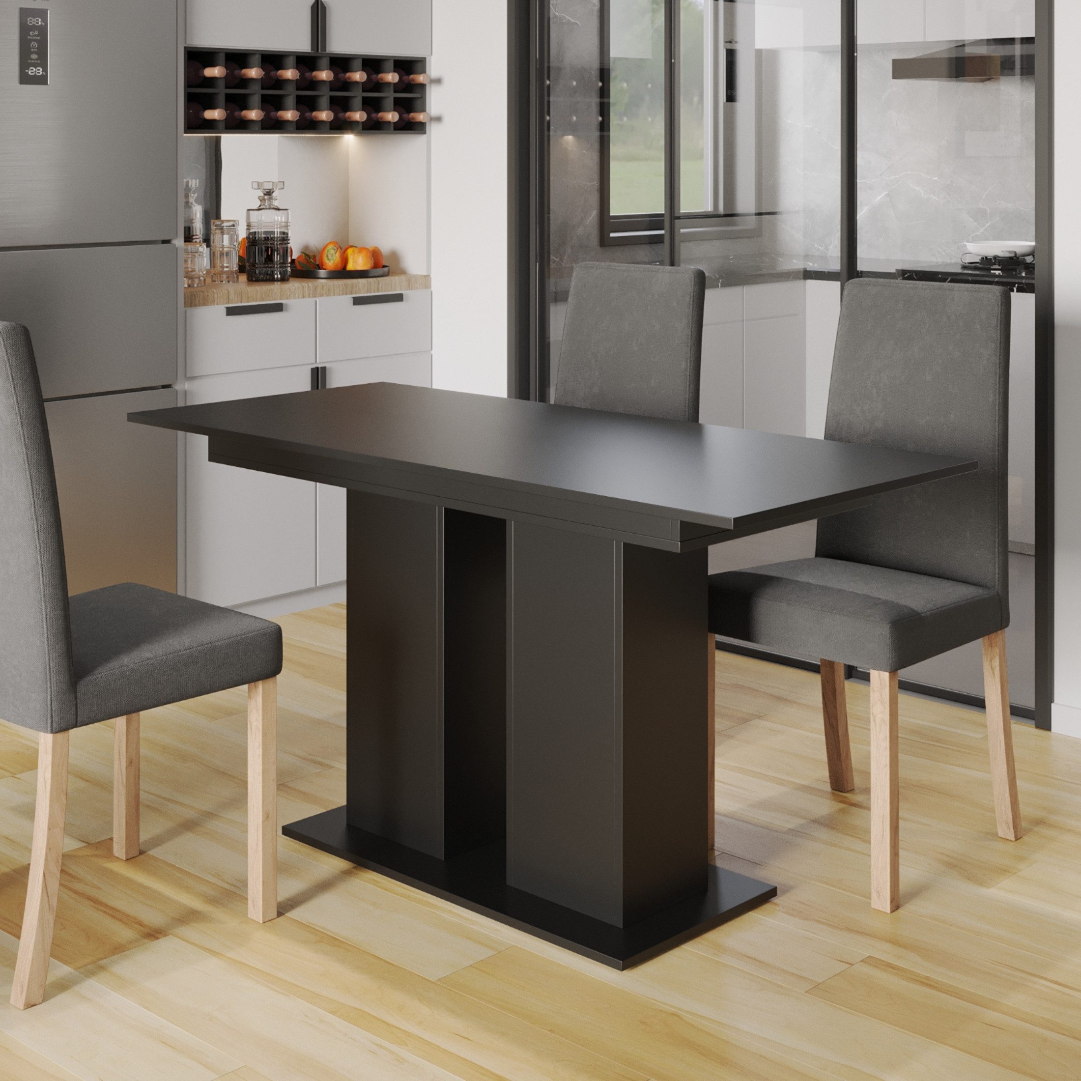 Friderik-EU Esstisch Esstisch Moderno – Moderner Ausziehtisch mit Holzdetails, 130–170 cm