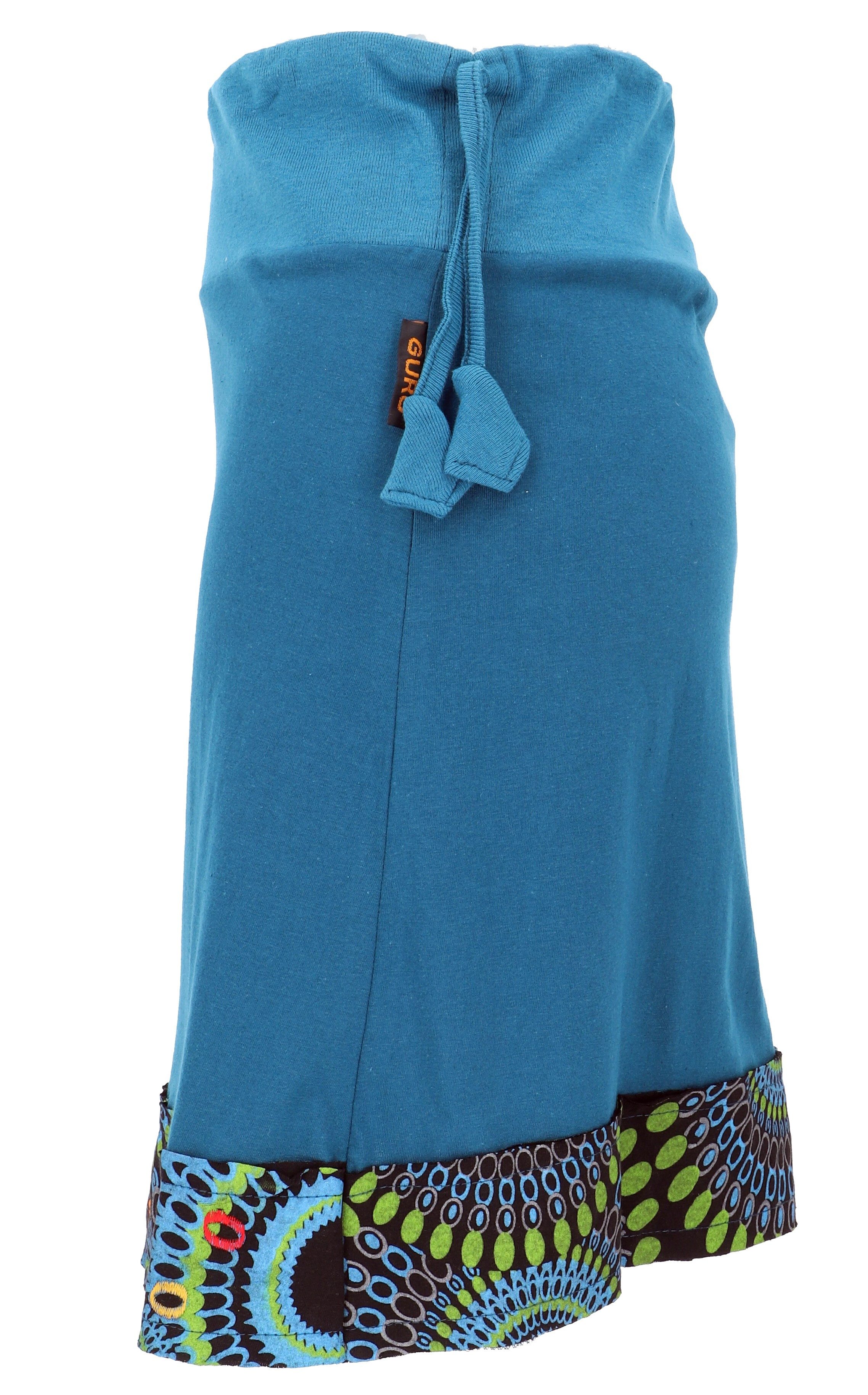Guru-Shop Minirock Minirock mit besticktem Saum, Boho chic Rock,.. alternative Bekleidung