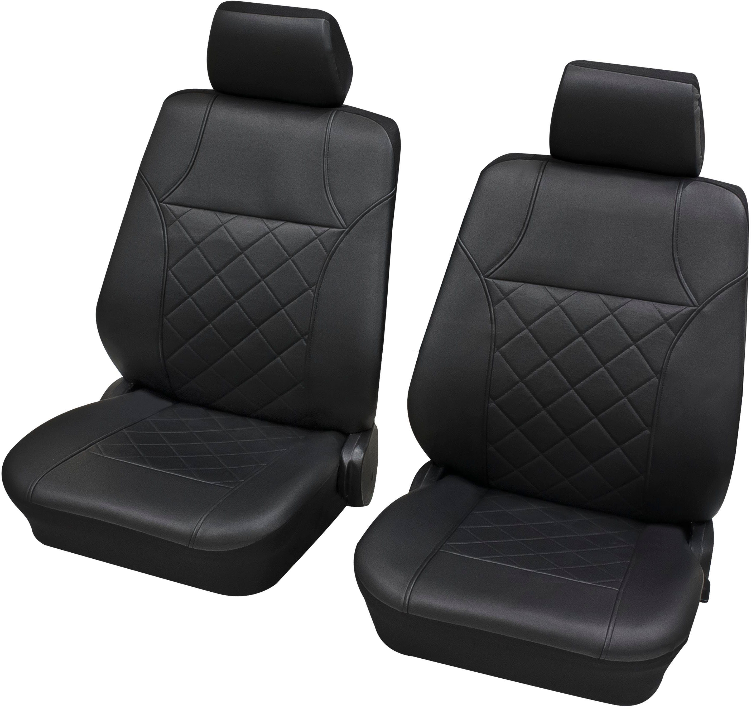 Petex Autositzbezug Vordersitzgarnitur 2 schwarz, "Arizona" Seitenairbag, universal, Geeignet Fahrzeuge SAB 4-tlg mit/ohne für