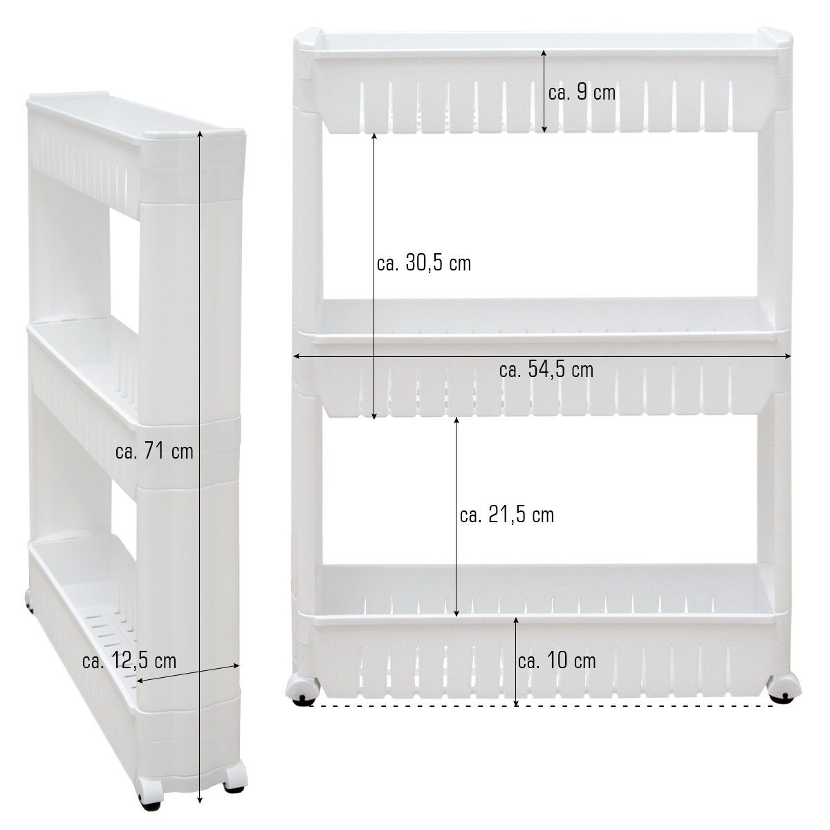 eyepower Küchenwagen für schmale Nischen: 54 x 12,5 Nischenregal - Rollrega günstig online kaufen