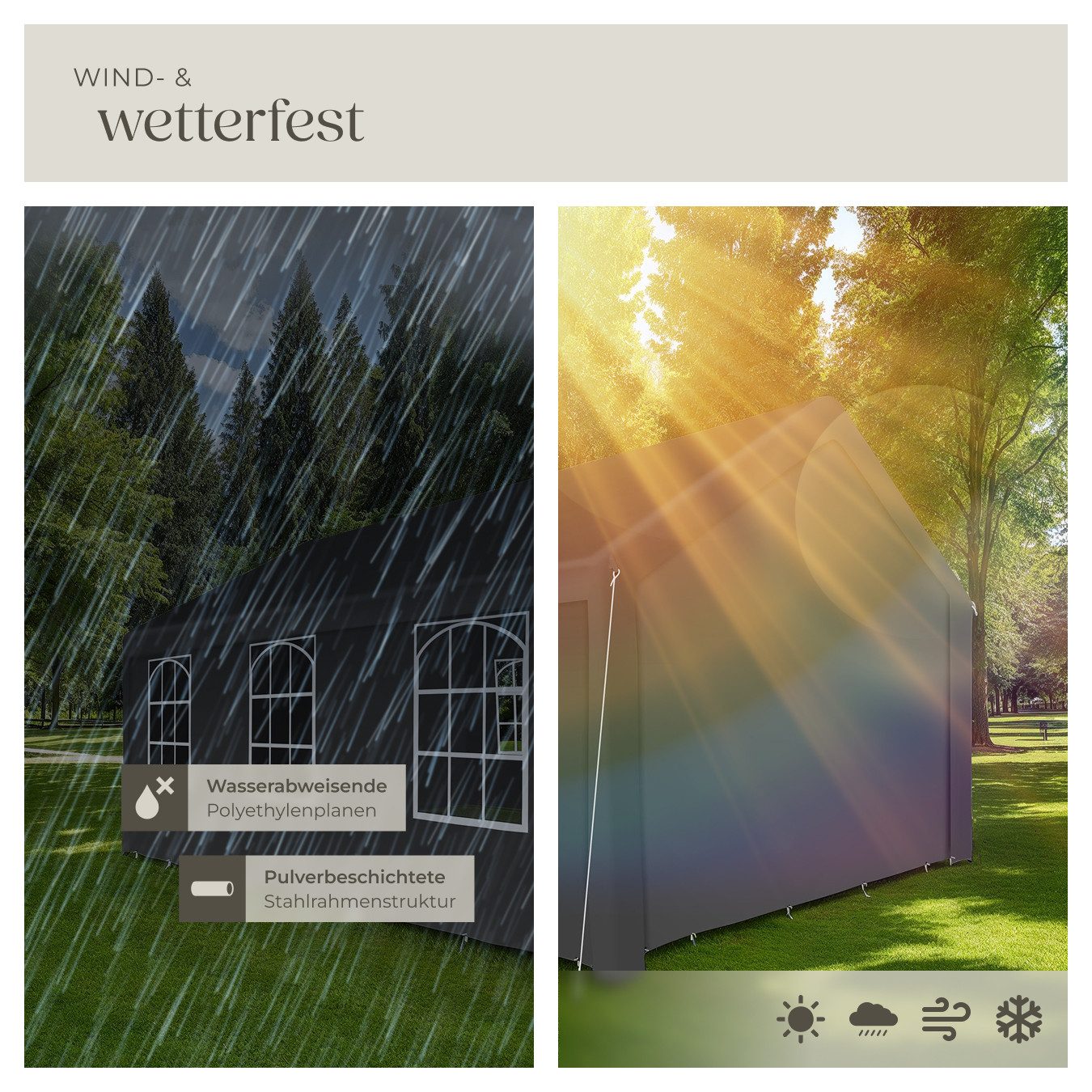 tectake Pavillon Jasko, mit 4 Seitenteilen, (600 x 400 x 315 cm, Komplettset), wasserdicht