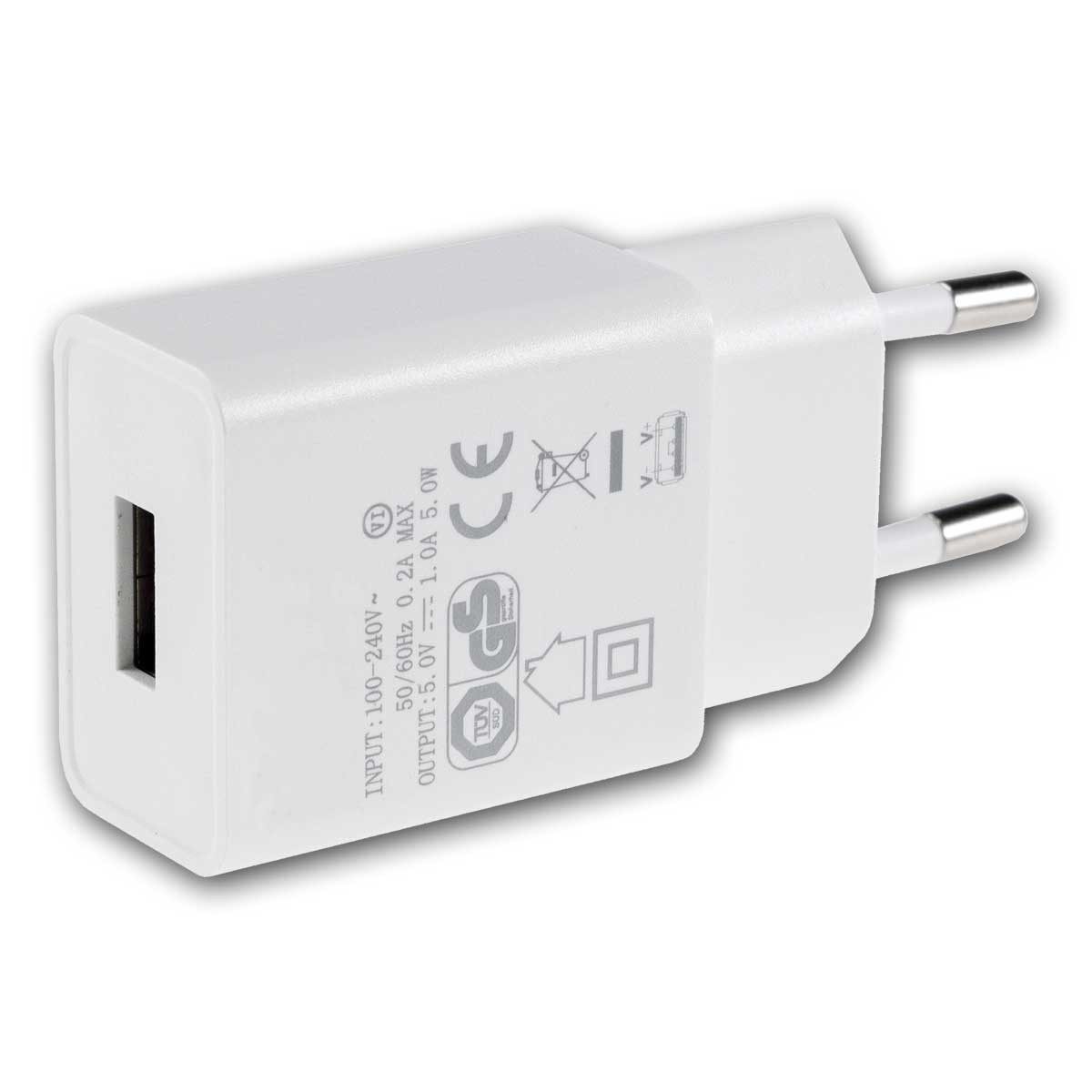 ChiliTec Stecker-Netzteil ws mit USB "CTN-0510" 5V=, 1A, 5W Steckernetzteil