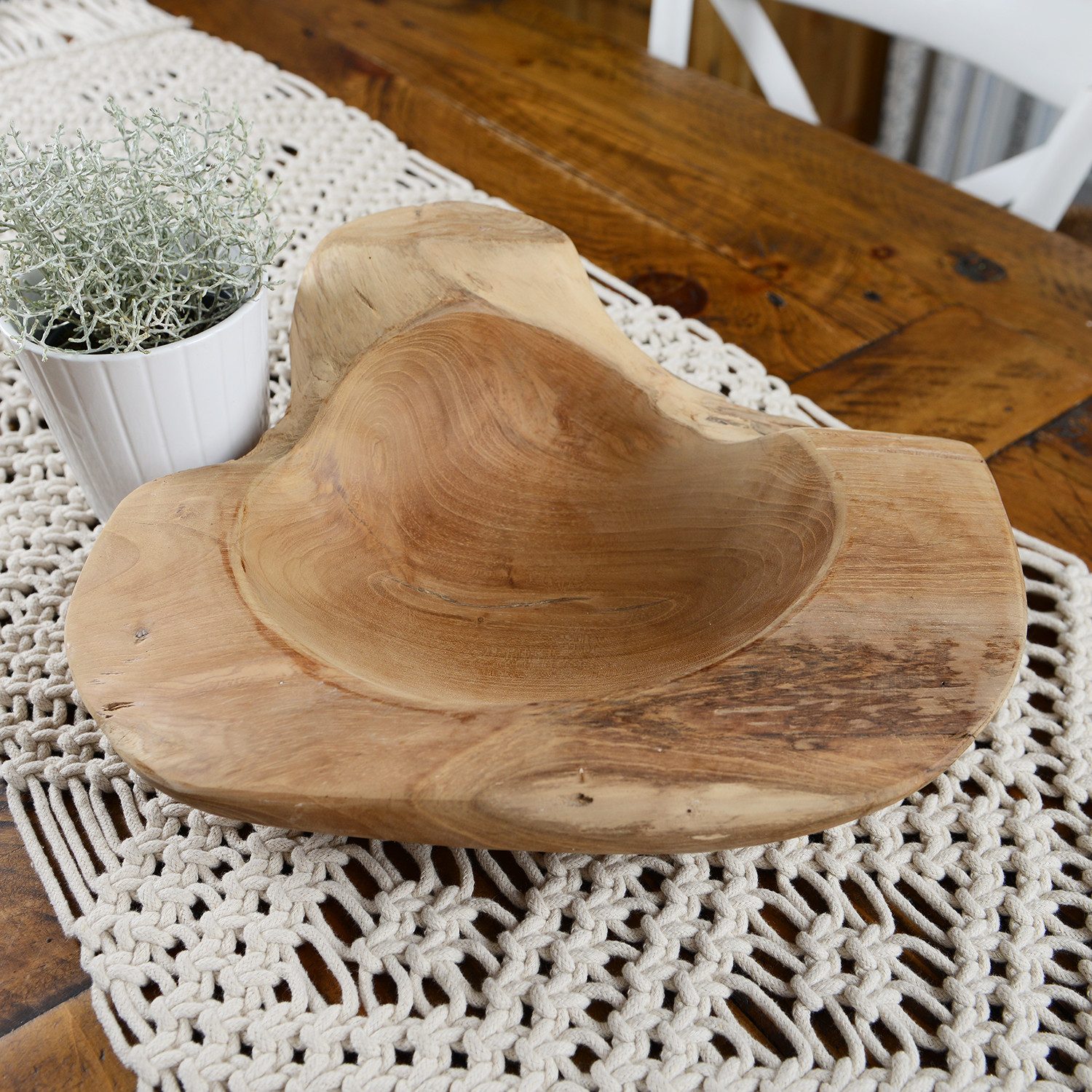 wohnfreuden Dekoschüssel Holzschale Deko Teak 35 cm geschliffen, 1043