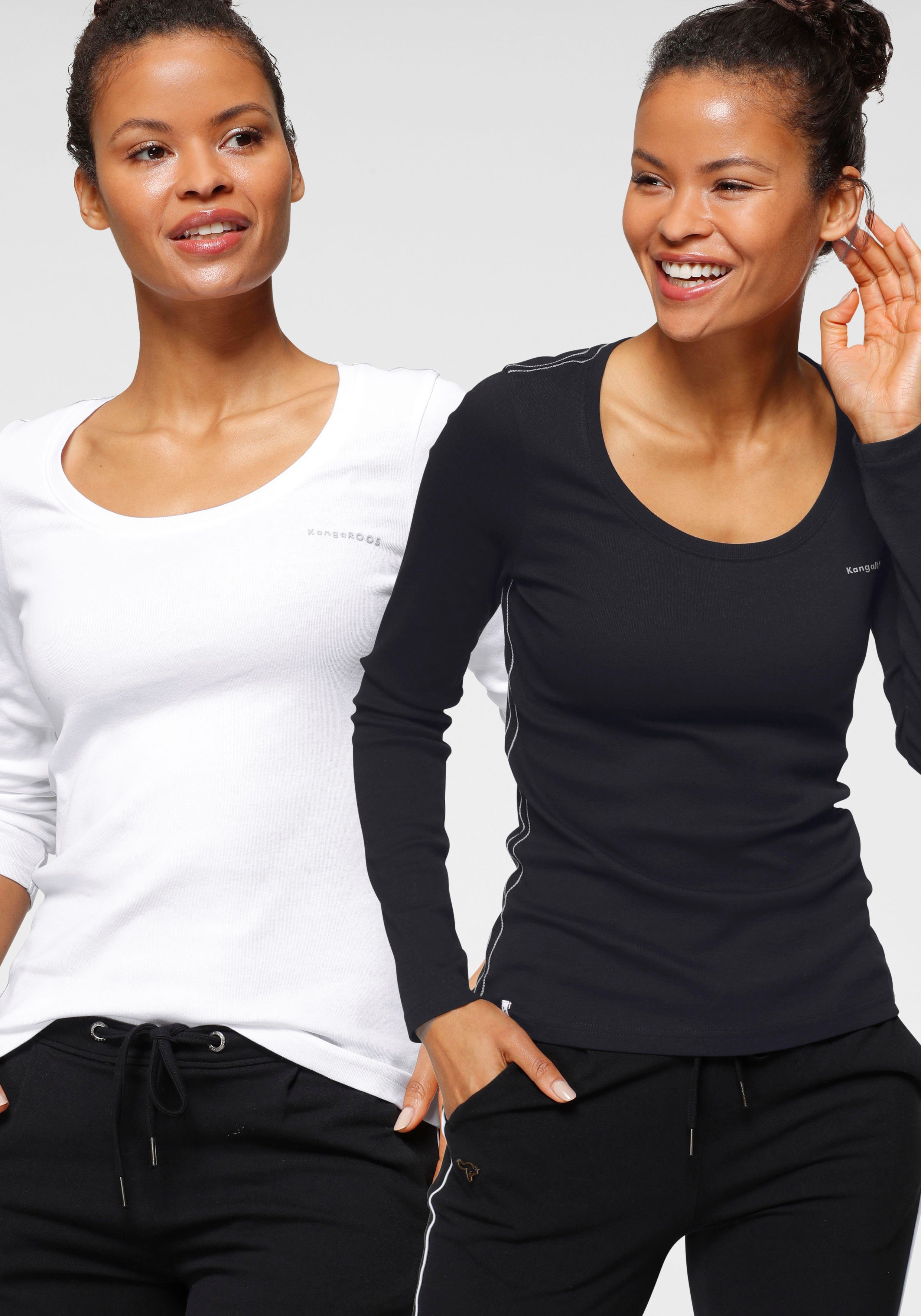 KangaROOS Langarmshirt (Packung, 2-tlg., 2er-Pack) Langarm, unifarben oder günstig online kaufen