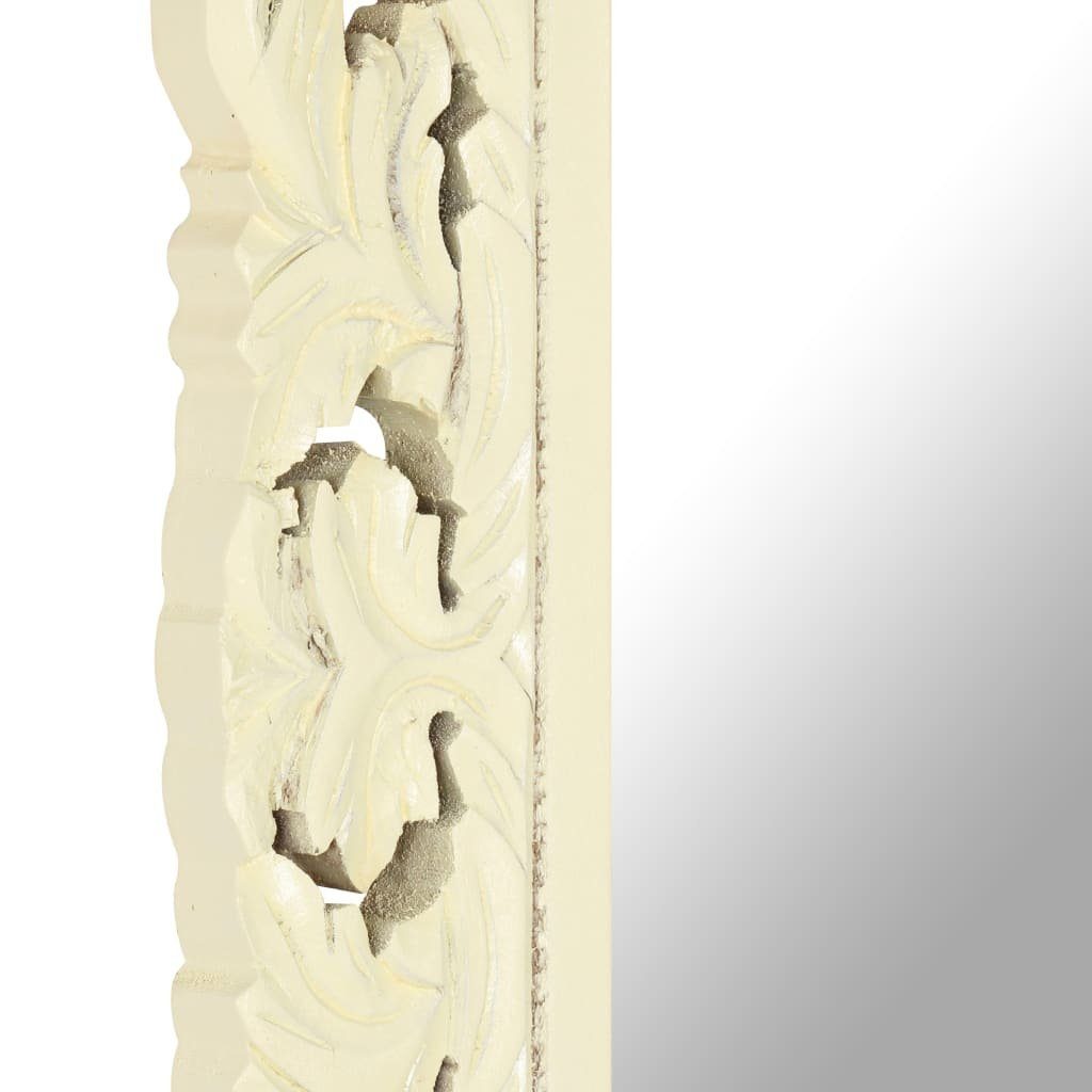 Massivholz Handgeschnitzt Wandspiegel cm 80x50 Weiß Spiegel Mango furnicato